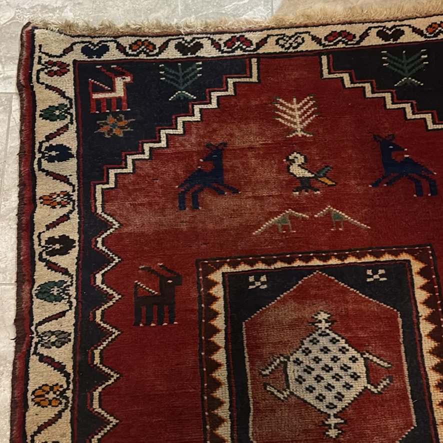 Iranian Area Rug with Geometric and Animal Motifs - image 3 of 11