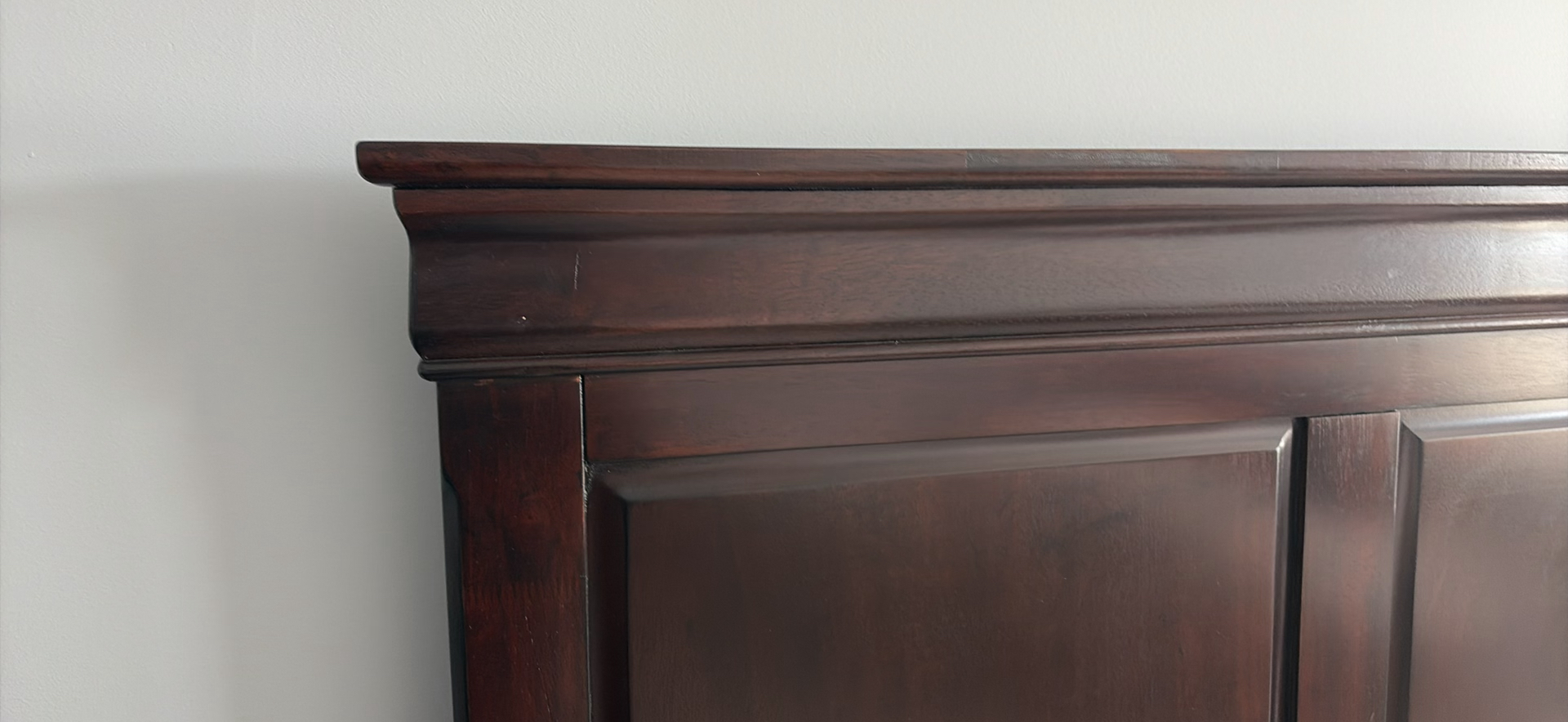 Dark Wood Queen Bed Frame with Mattress/Boxspring - image 3 of 12