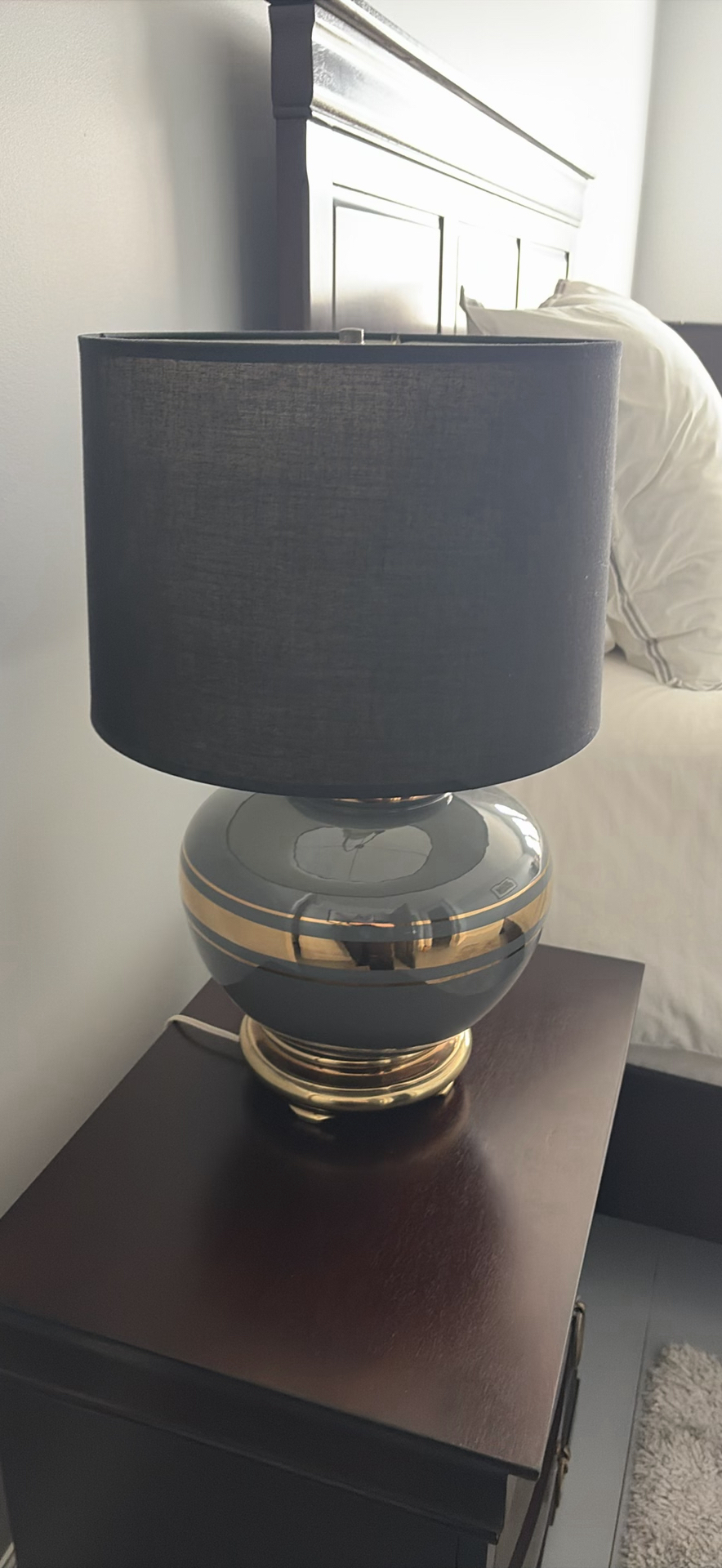 Two Table Lamps with Black Drum Shades - image 6 of 11