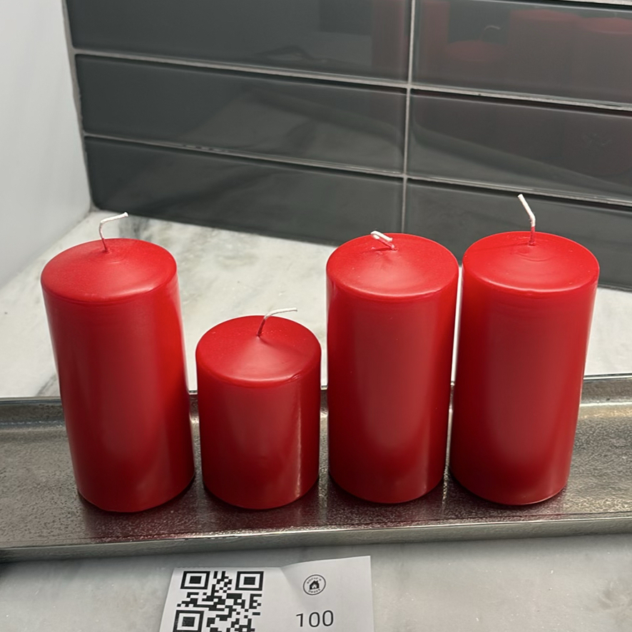 Red Pillar Candles and Metal Tray - image 2 of 9