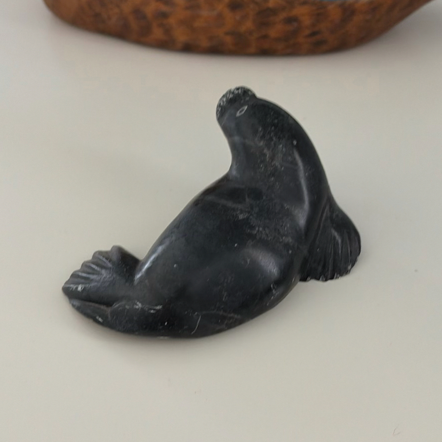 Carved Duck Decoy and Seal Figurine - image 4 of 11