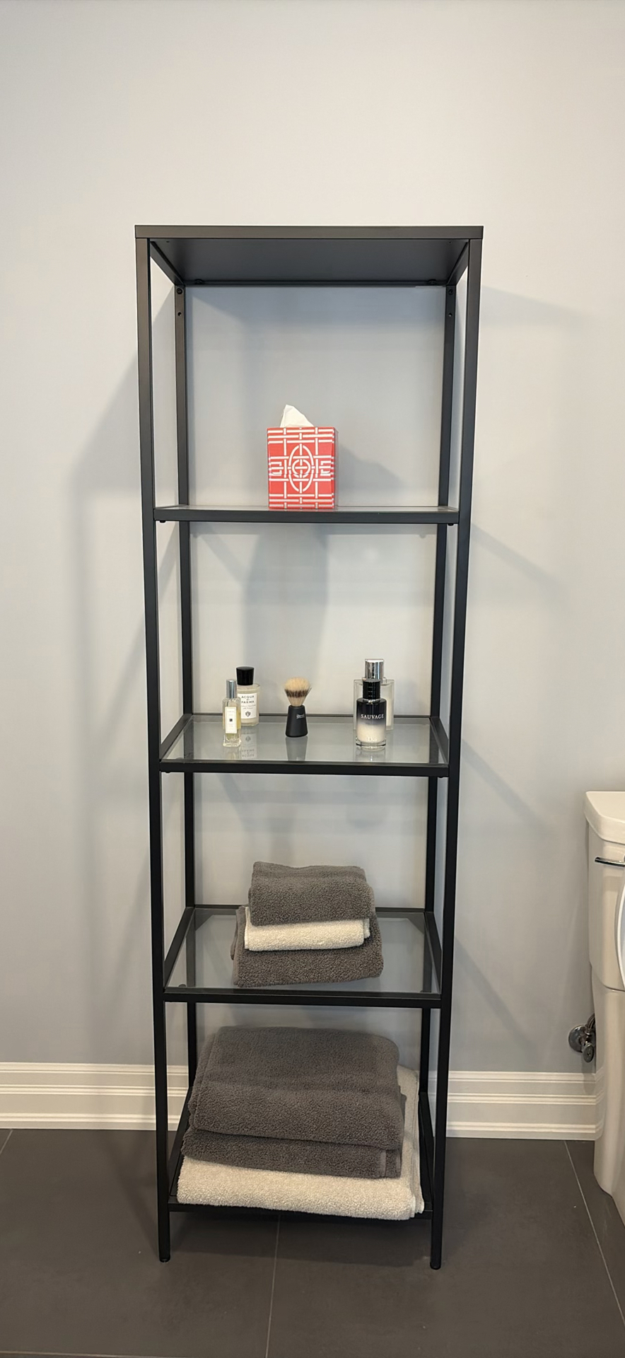 Black Metal and Glass Shelving Unit - image 1 of 9