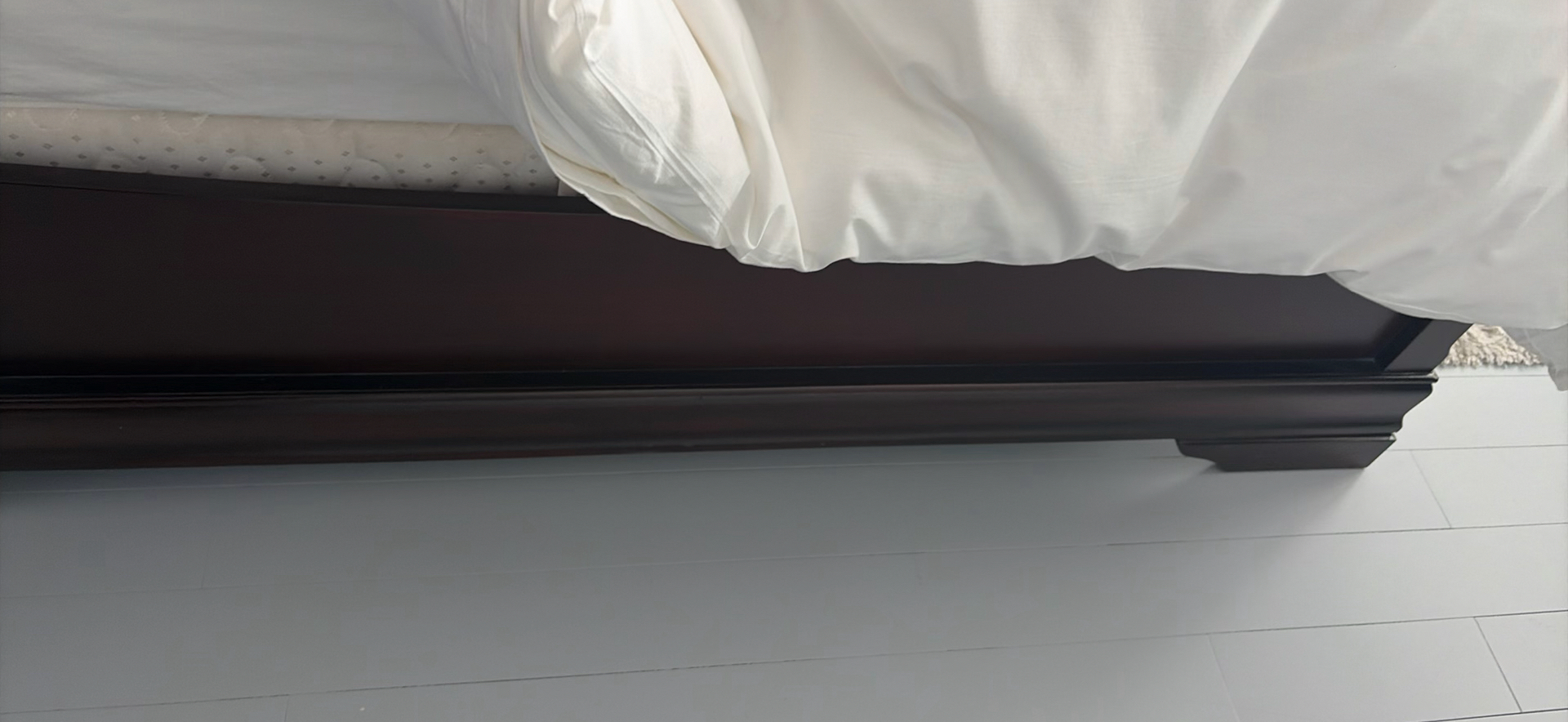 Dark Wood Queen Bed Frame with Mattress/Boxspring - image 8 of 12