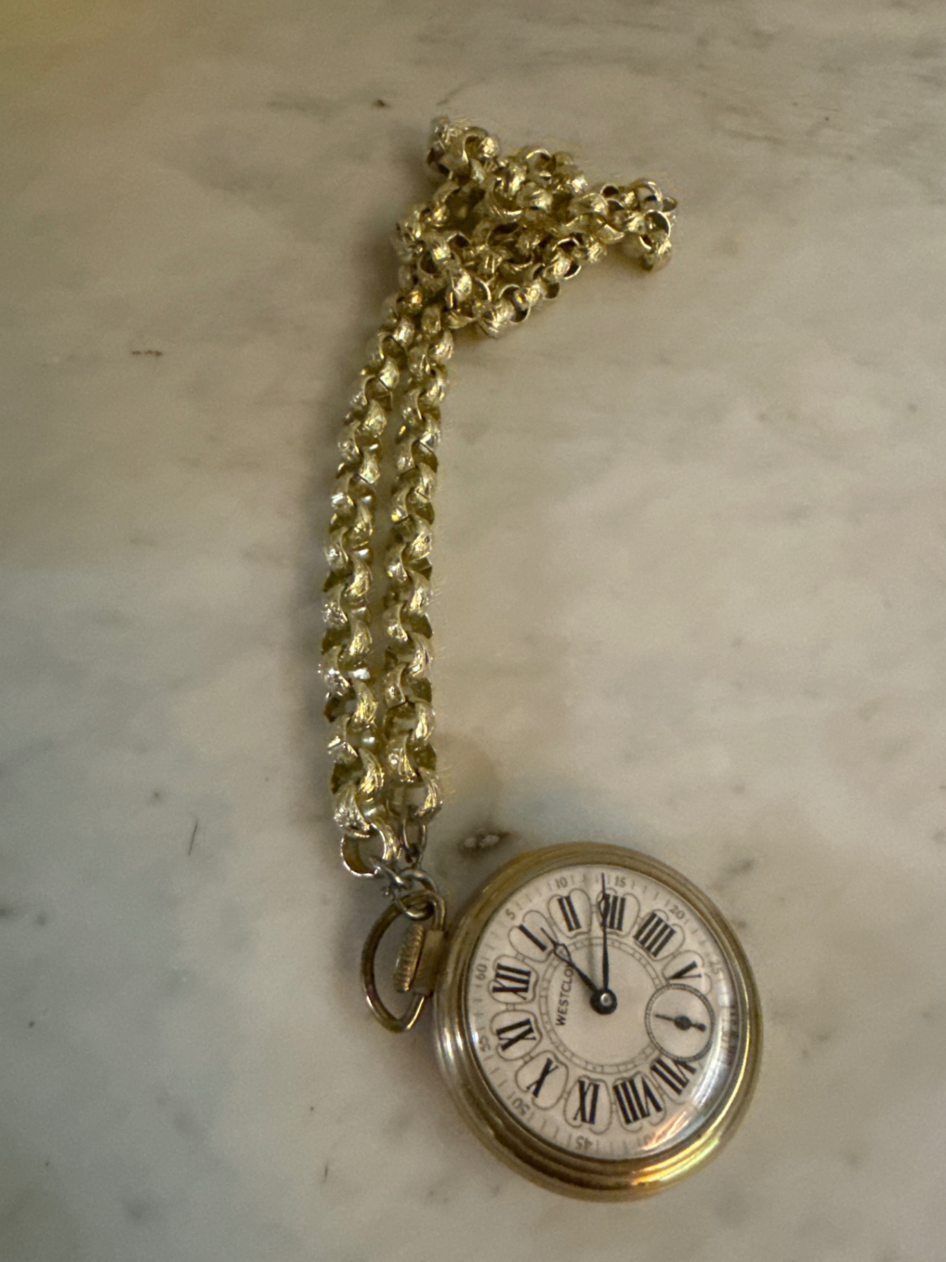 Westclock Gold pocket watch with chain - image 1 of 2