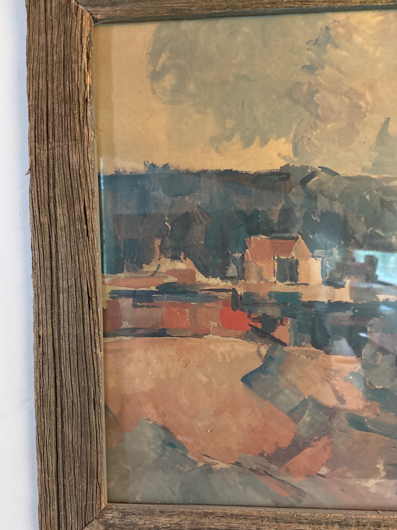 Framed rustic landscape painting - image 2 of 3