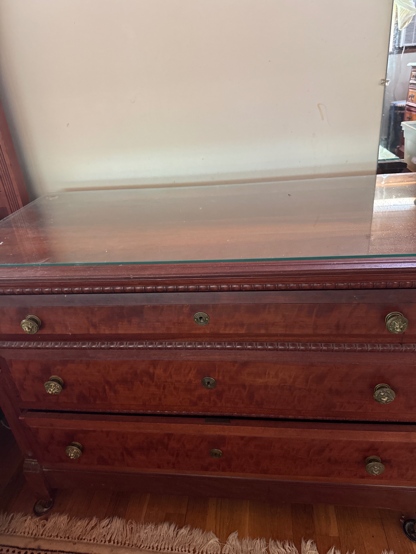 Antique wooden dresser with glass top - image 1 of 4