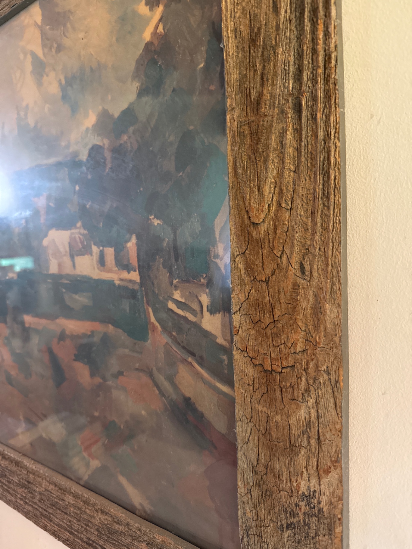 Framed rustic landscape painting - image 3 of 3