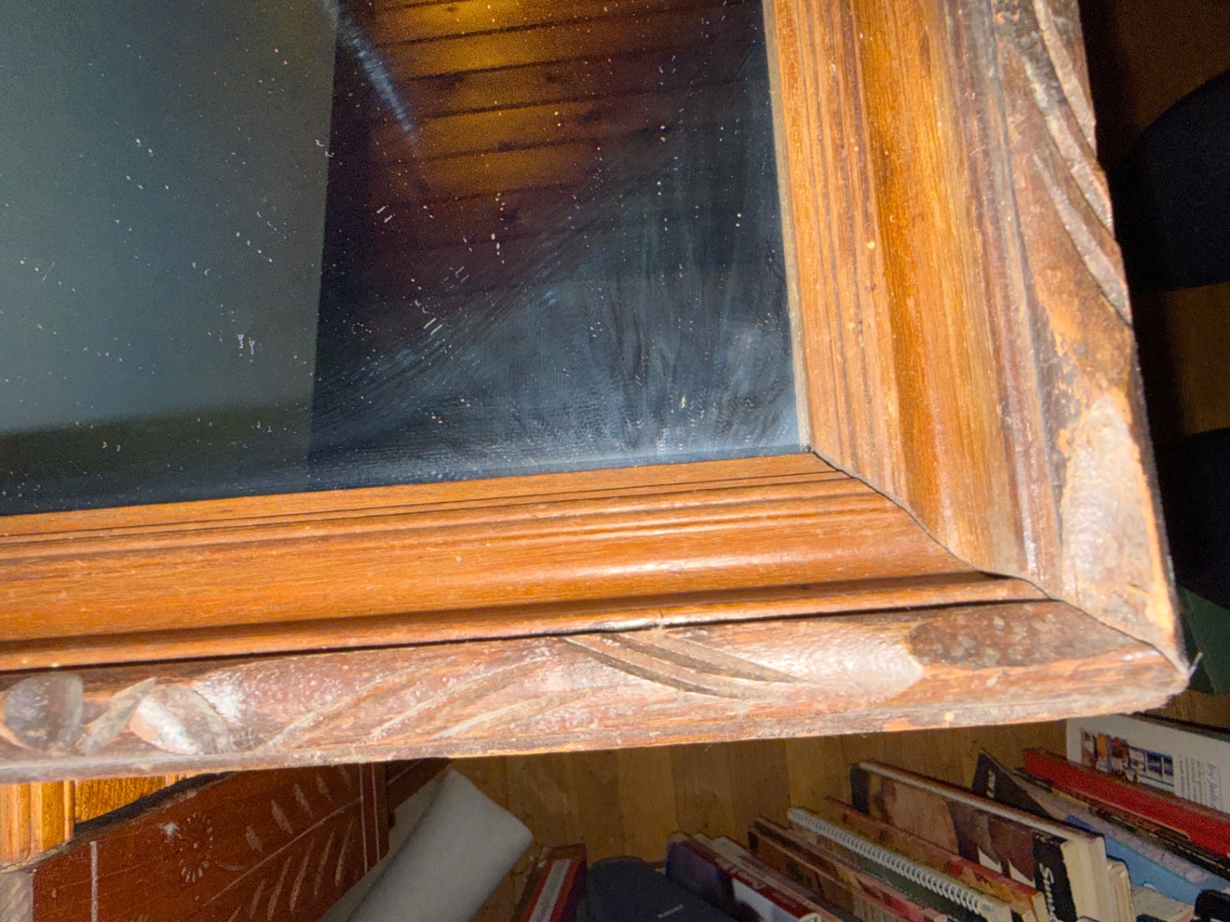 Wooden-framed wall mirror - image 2 of 2