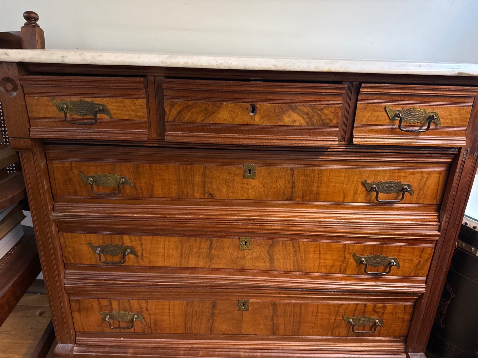Antique marble-topped wooden dresser - image 2 of 4