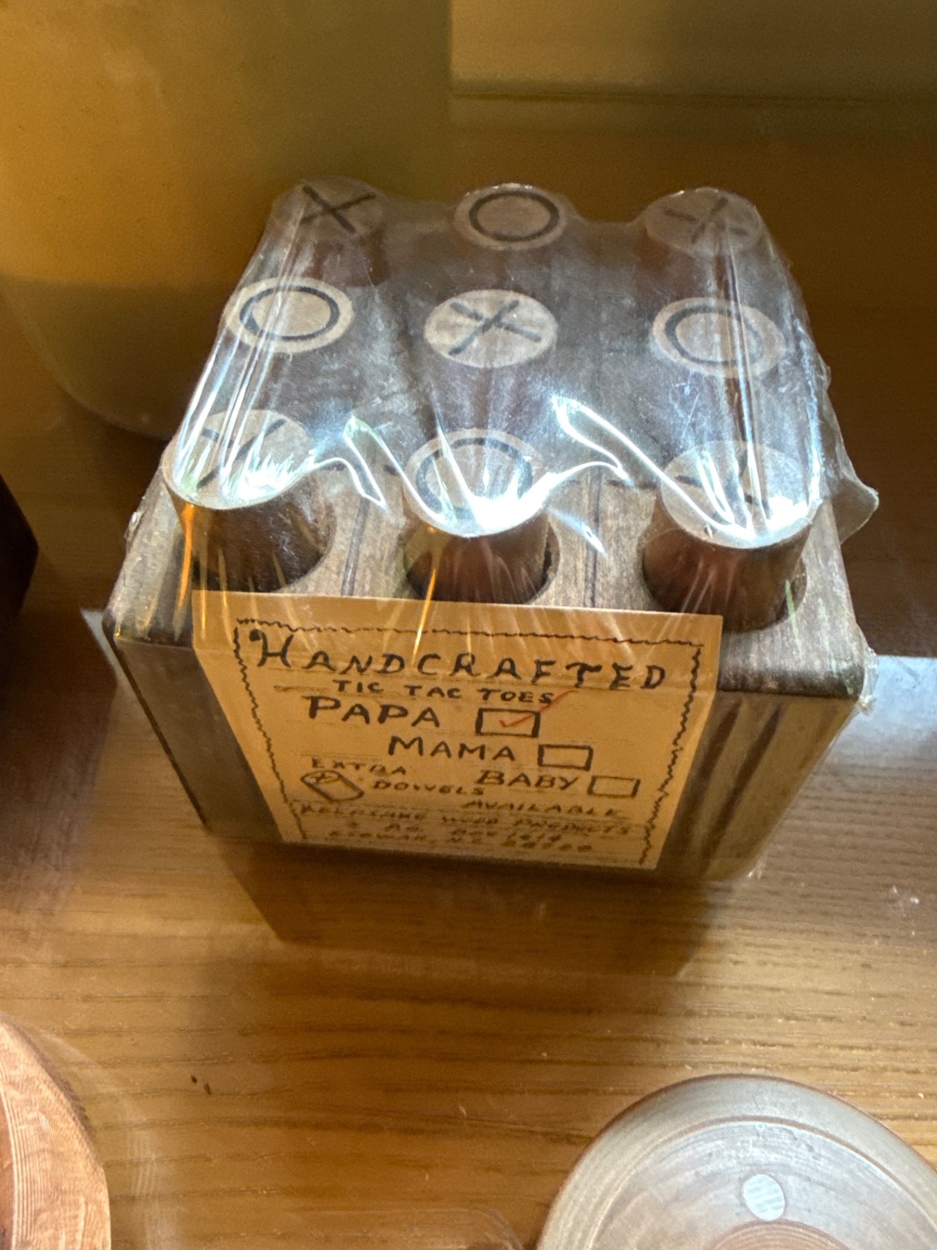 Vintage ceramic jug with crock, carved wooden box, handcrafted tic-tac-toe set, and button-filled ceramic pot - image 2 of 3