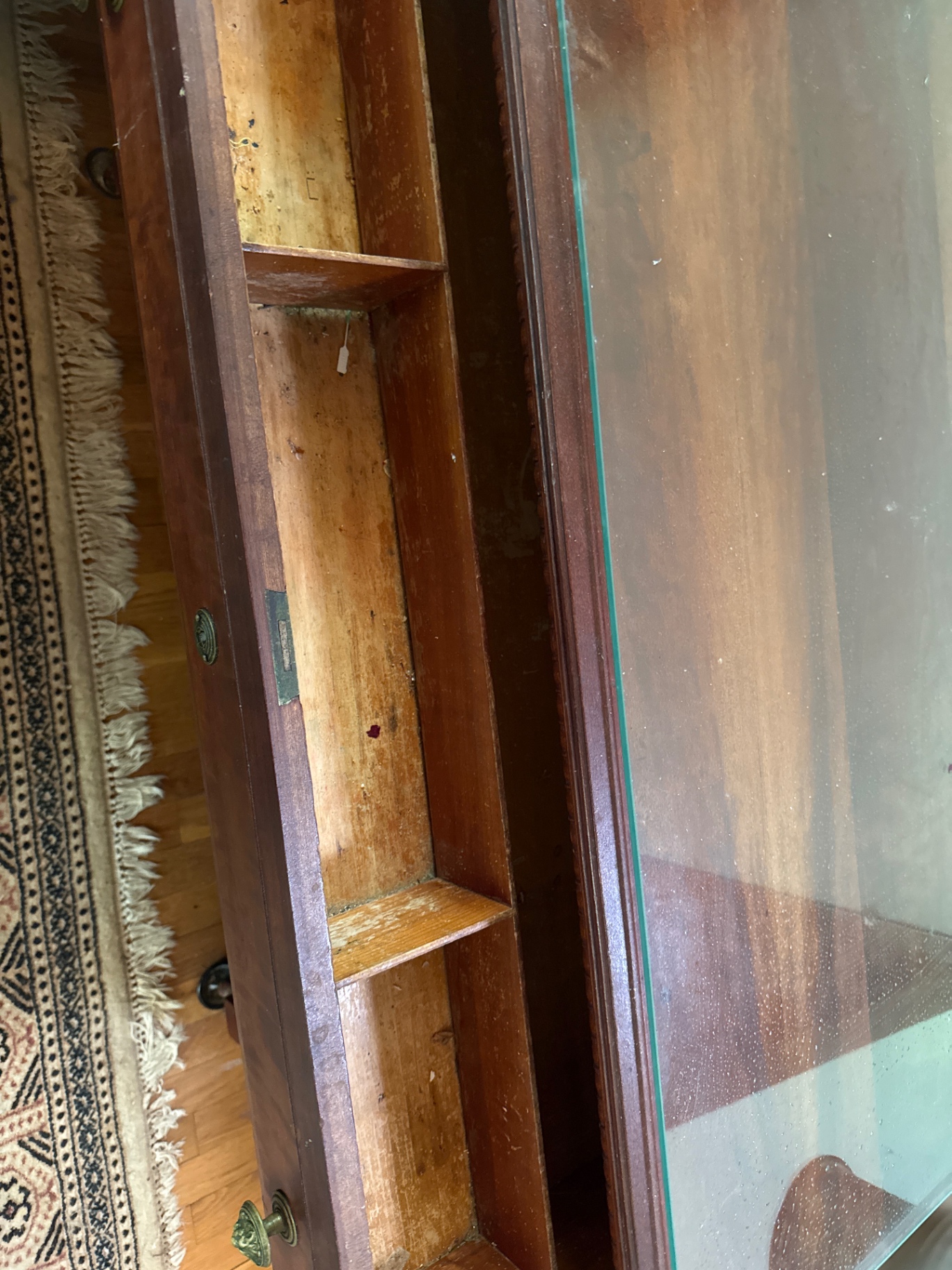 Antique wooden dresser with glass top - image 3 of 4