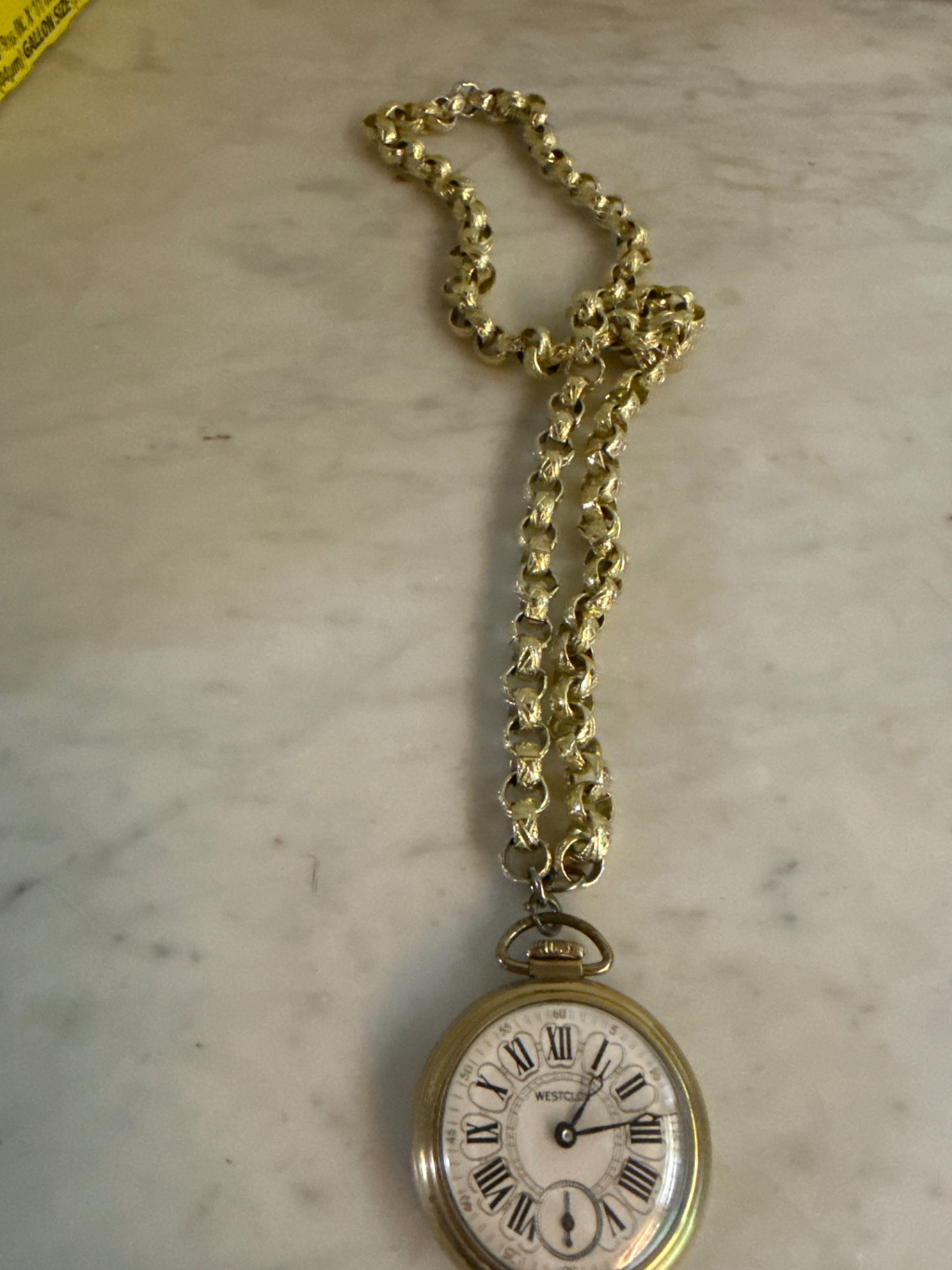 Westclock Gold pocket watch with chain - image 2 of 2