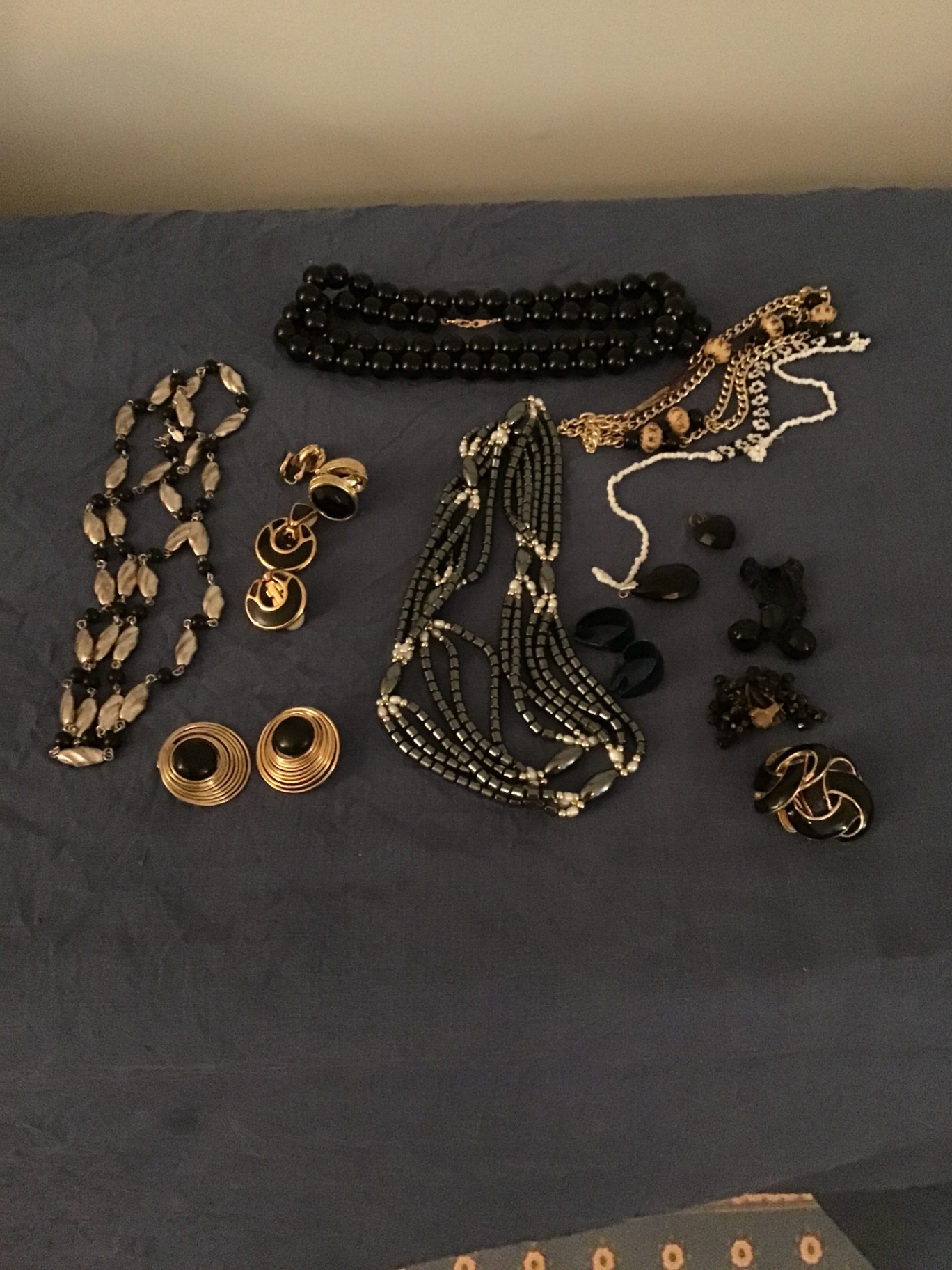 Assorted black and gold jewelry set (necklaces, earrings, rings, bracelets) - image 1 of 3