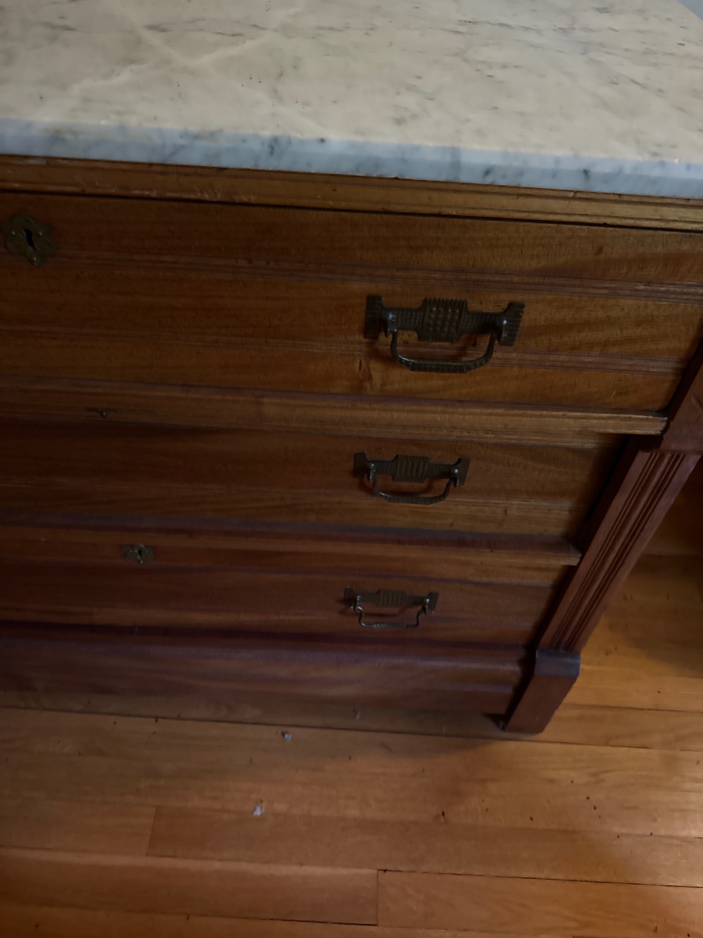 Wooden dresser with marble top - image 2 of 3