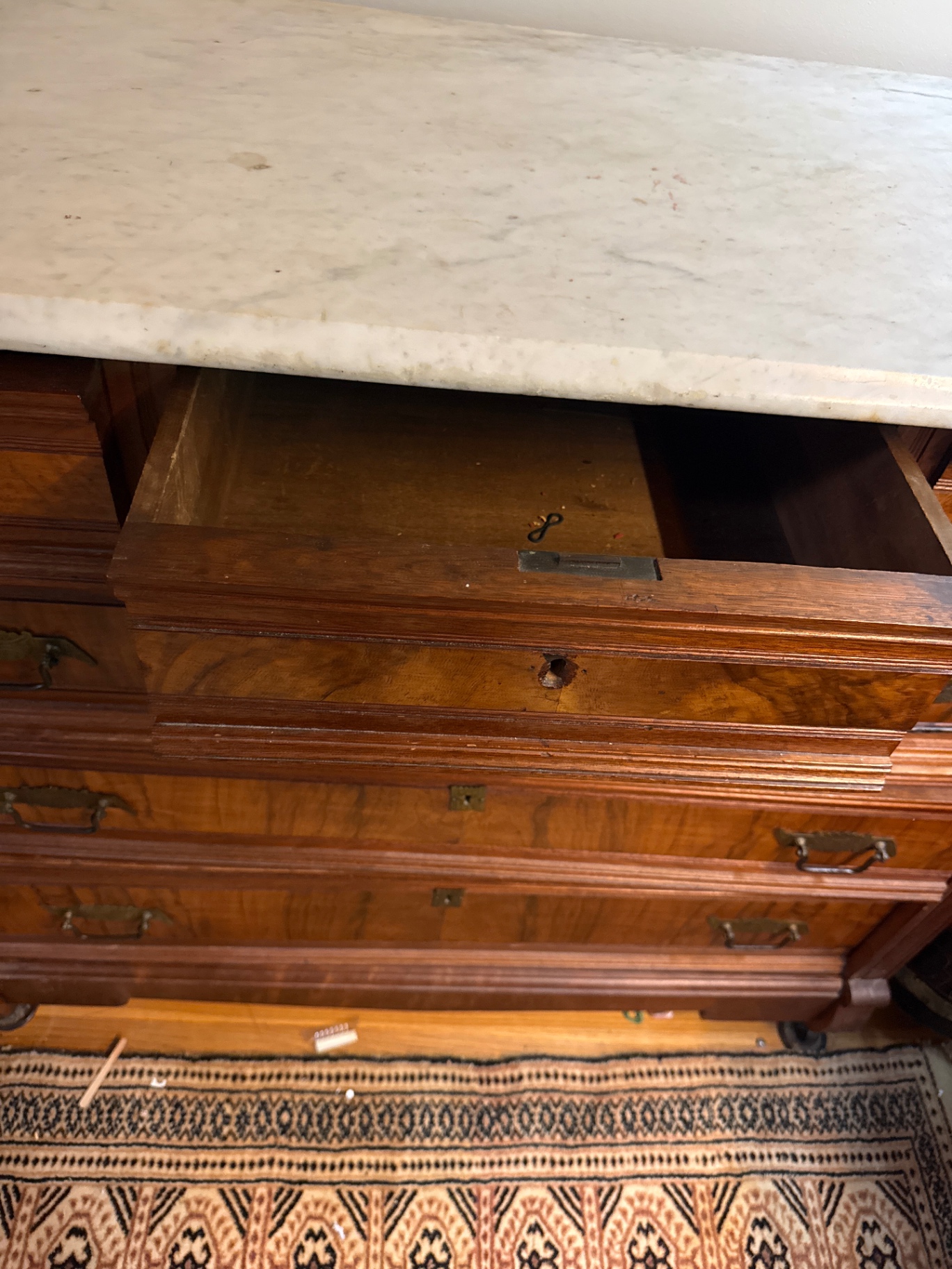 Antique marble-topped wooden dresser - image 3 of 4