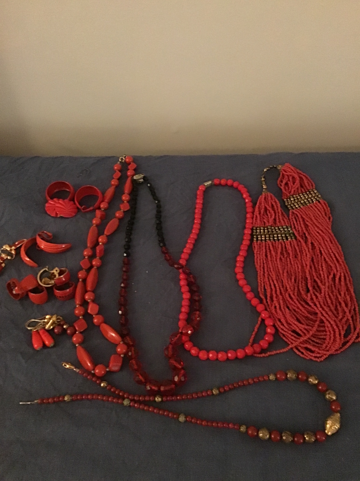 Red beaded jewelry collection - image 1 of 4