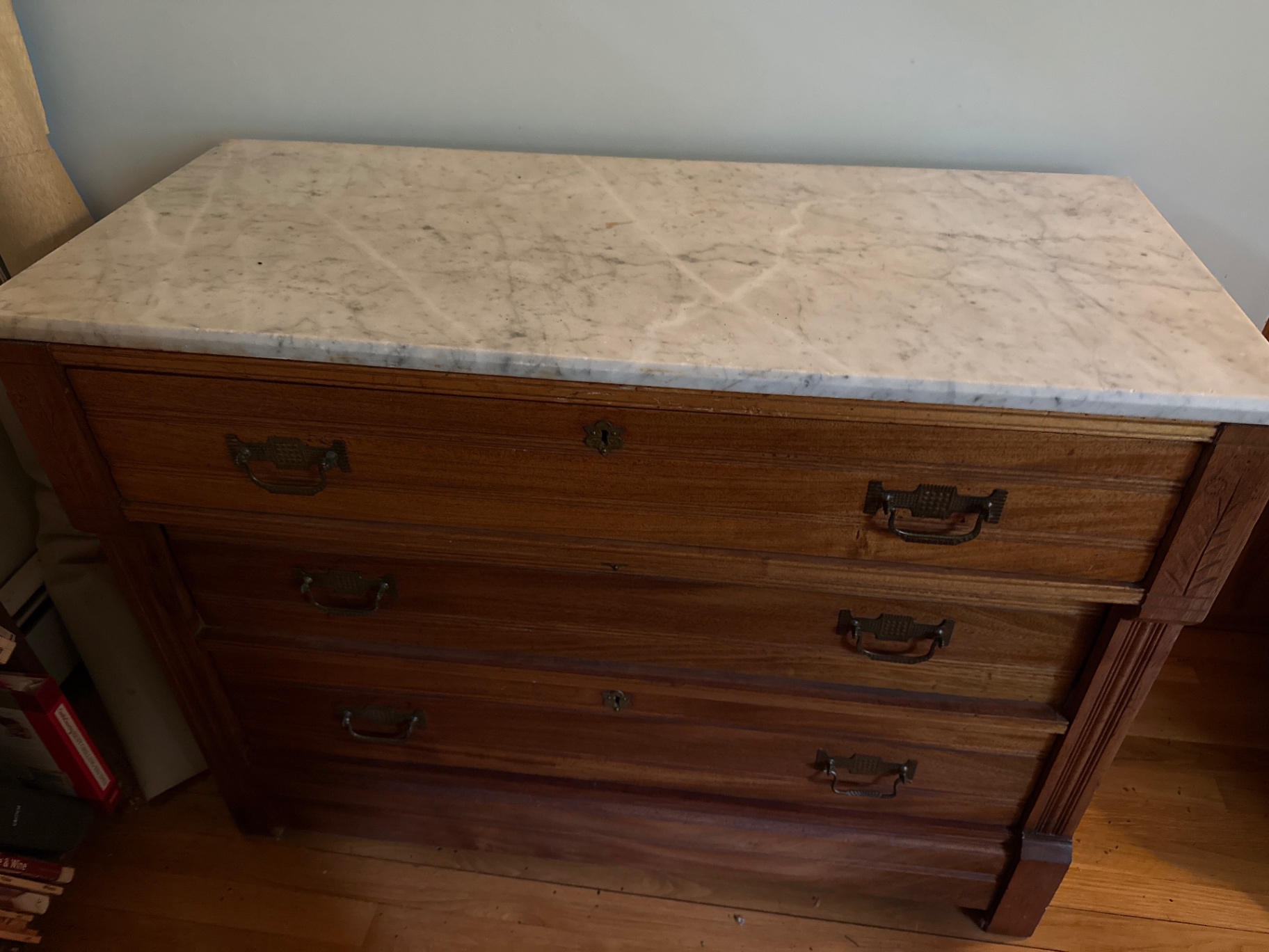 Wooden dresser with marble top - image 1 of 3