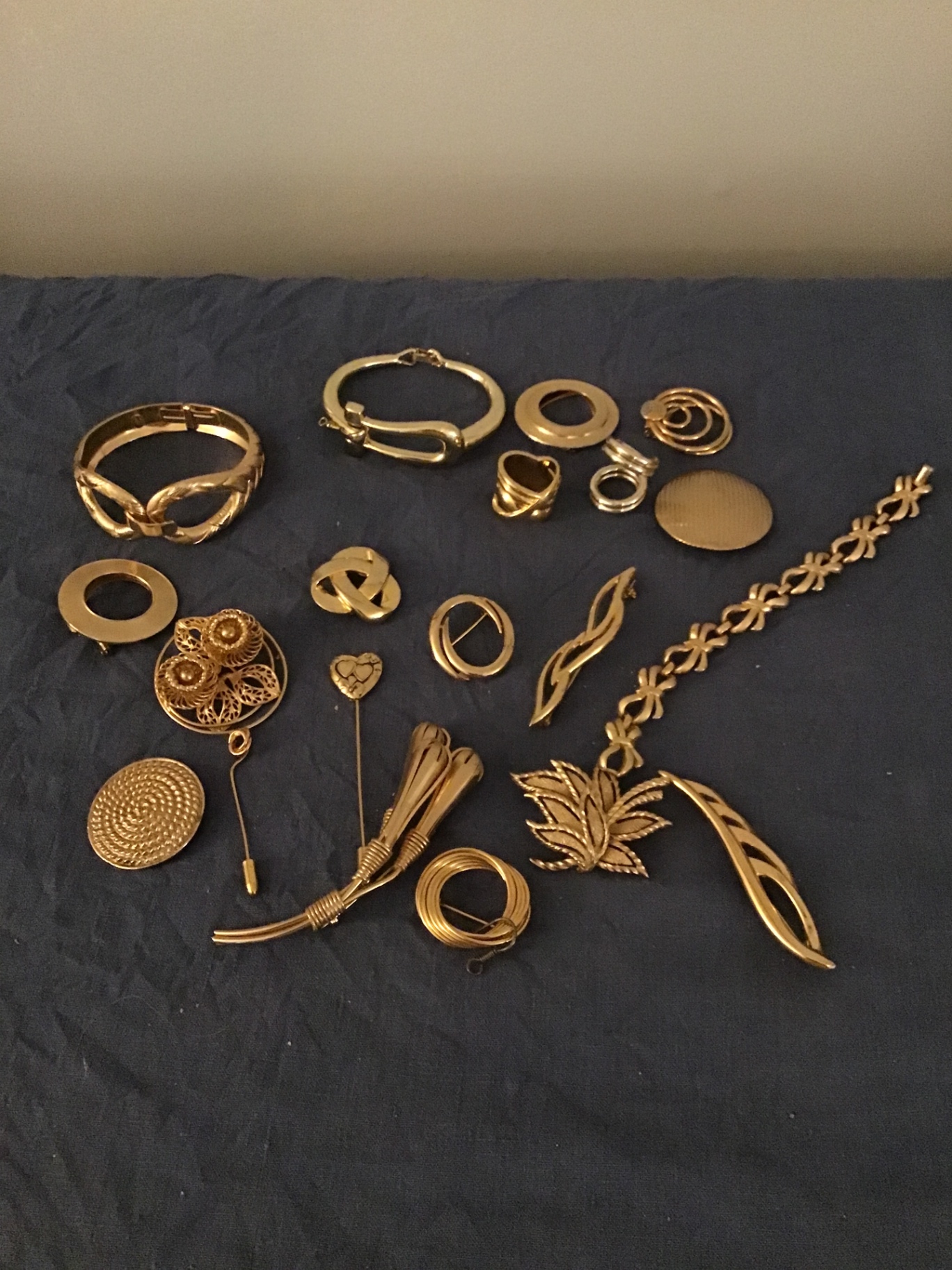 Assorted gold jewelry - pins, rings and bracelets - image 1 of 3
