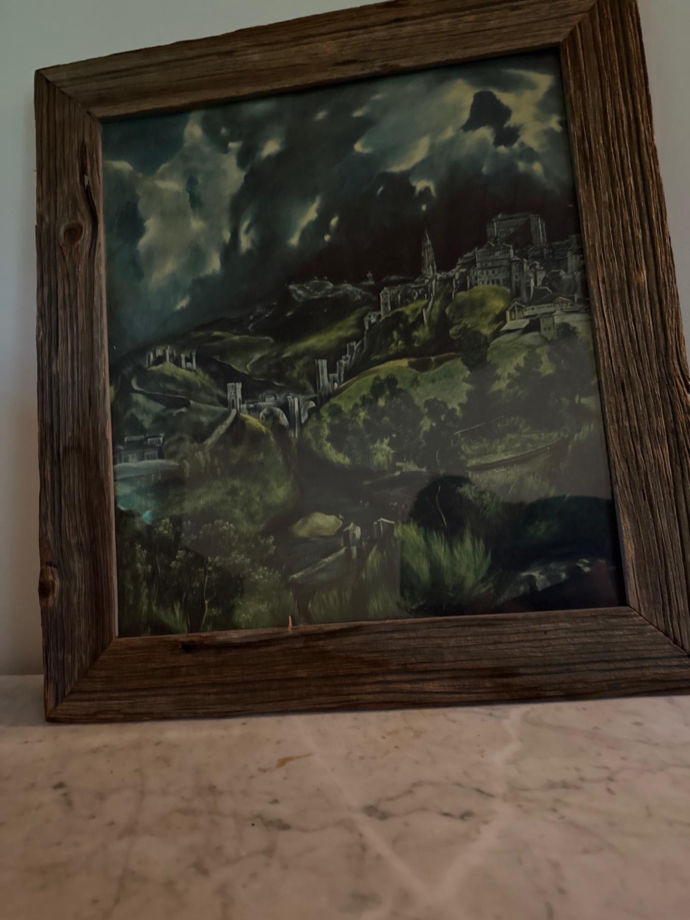 Framed landscape painting - image 1 of 2