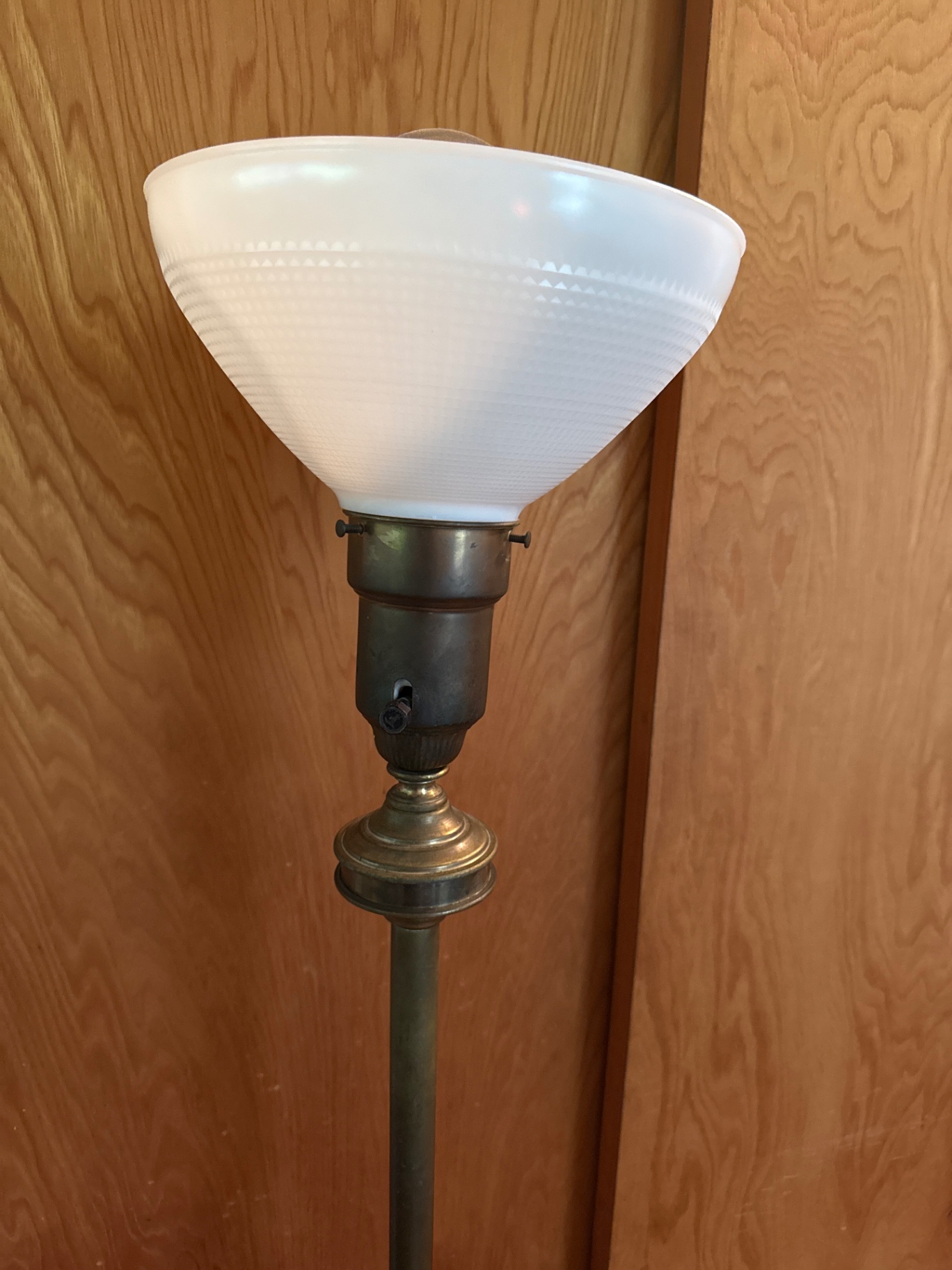 Brass floor lamp with frosted glass shade - image 2 of 3