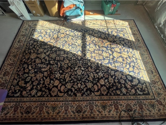 Navy & Floral Belgium Wool Rug - image 1 of 3
