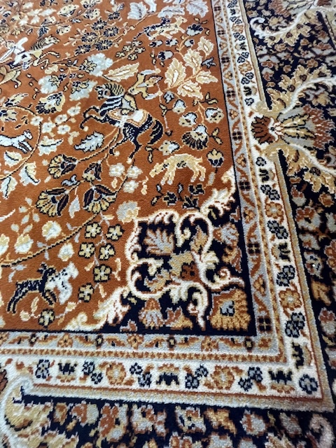 Orange & Black Belgium Wool Rug - image 2 of 3