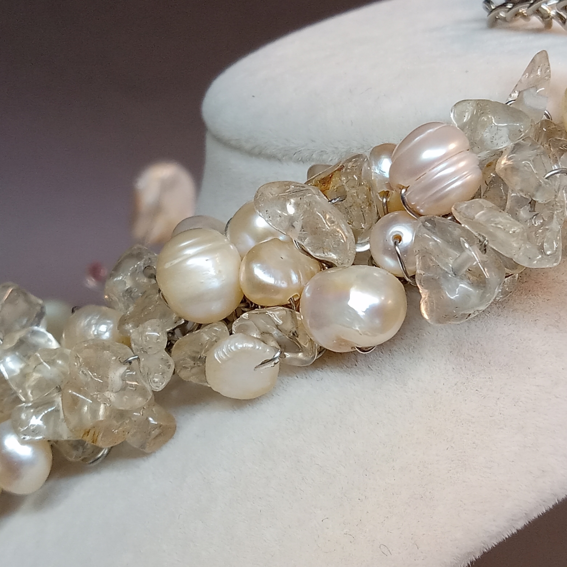 Hand Beaded Floral Jewelry - Pearls & Shells - image 6 of 16