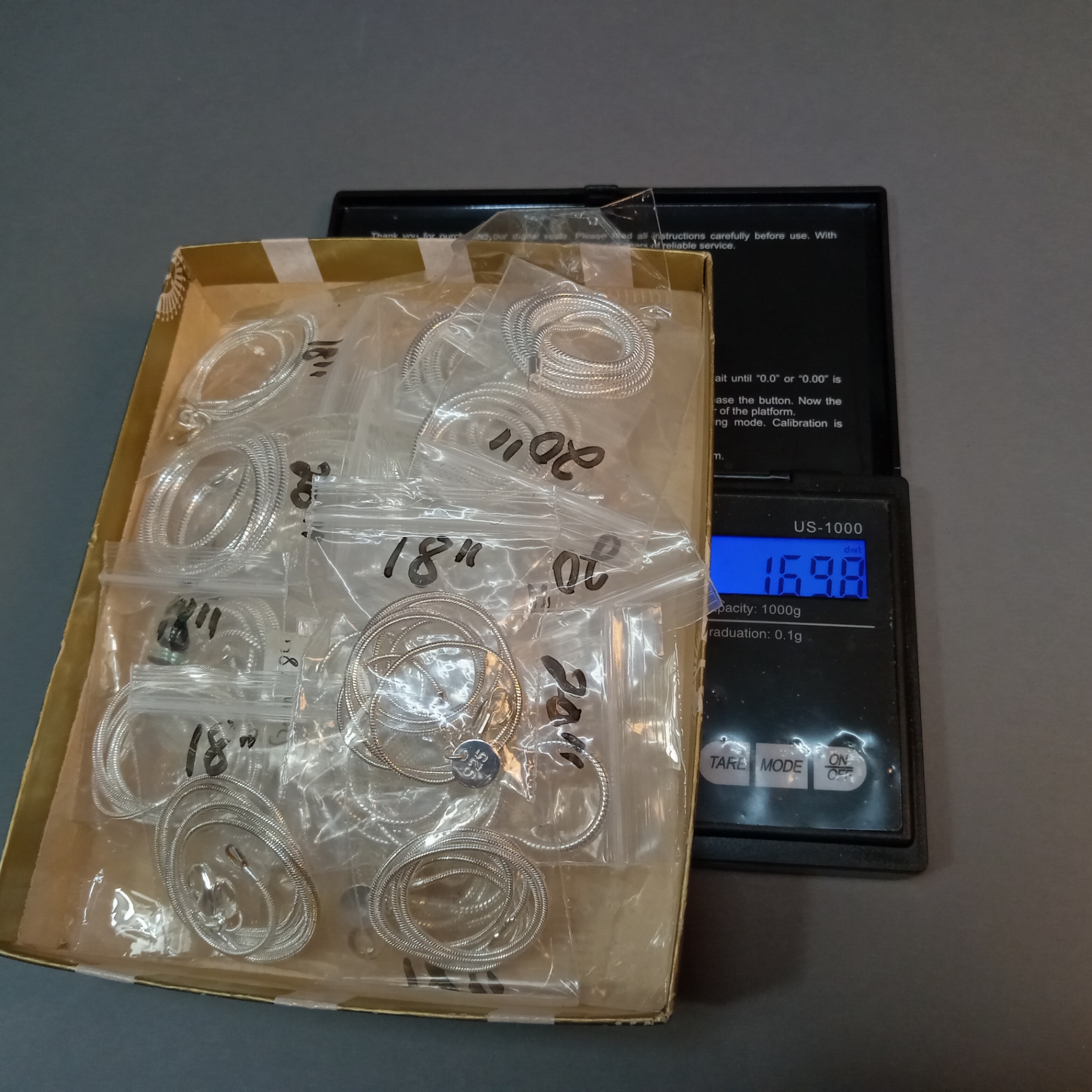 Bulk Sterling Snake Chains, 16in, 18in, 20in (STR 169.8) - image 13 of 13