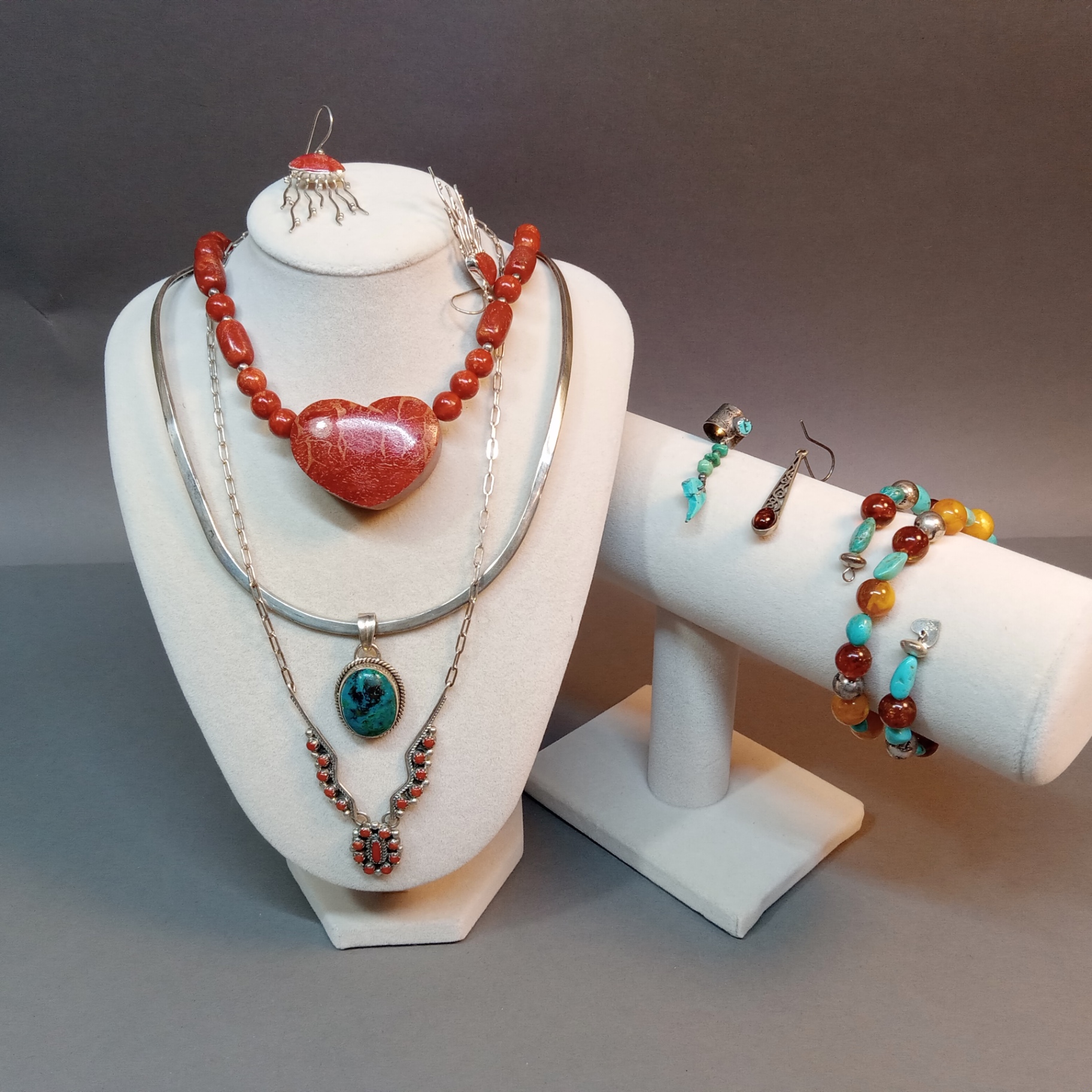 Sterling, Turquoise & Coral Jewelry (STR 12.9dwt) - image 1 of 18