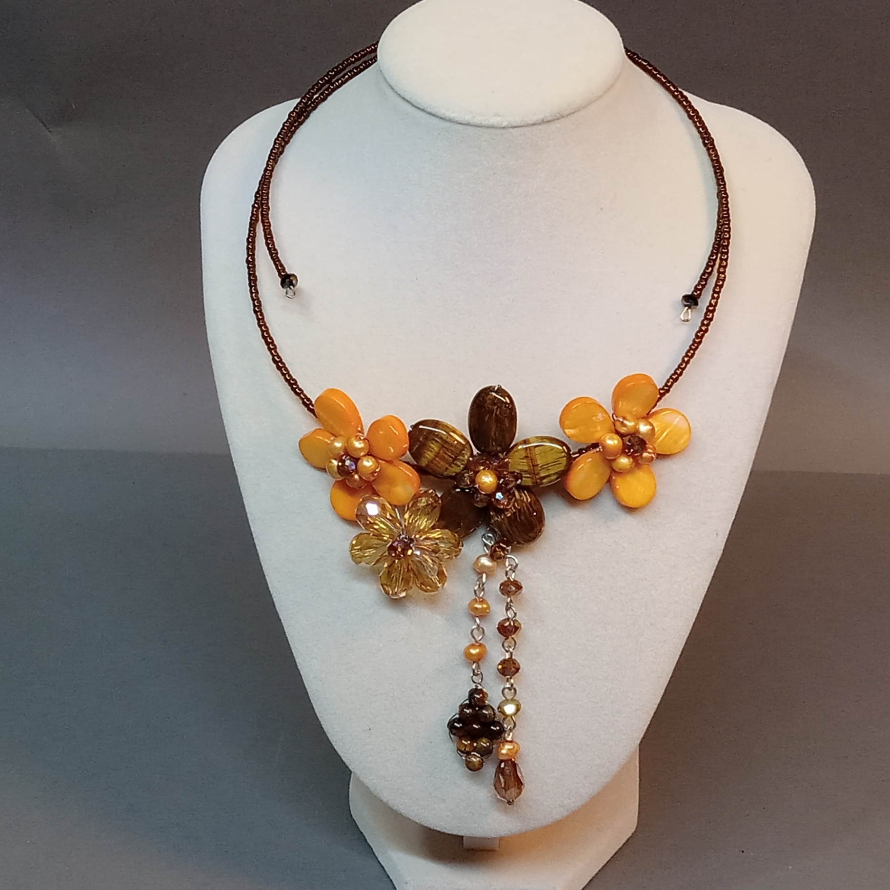 Hand Beaded Floral Jewelry - Browns - image 13 of 23
