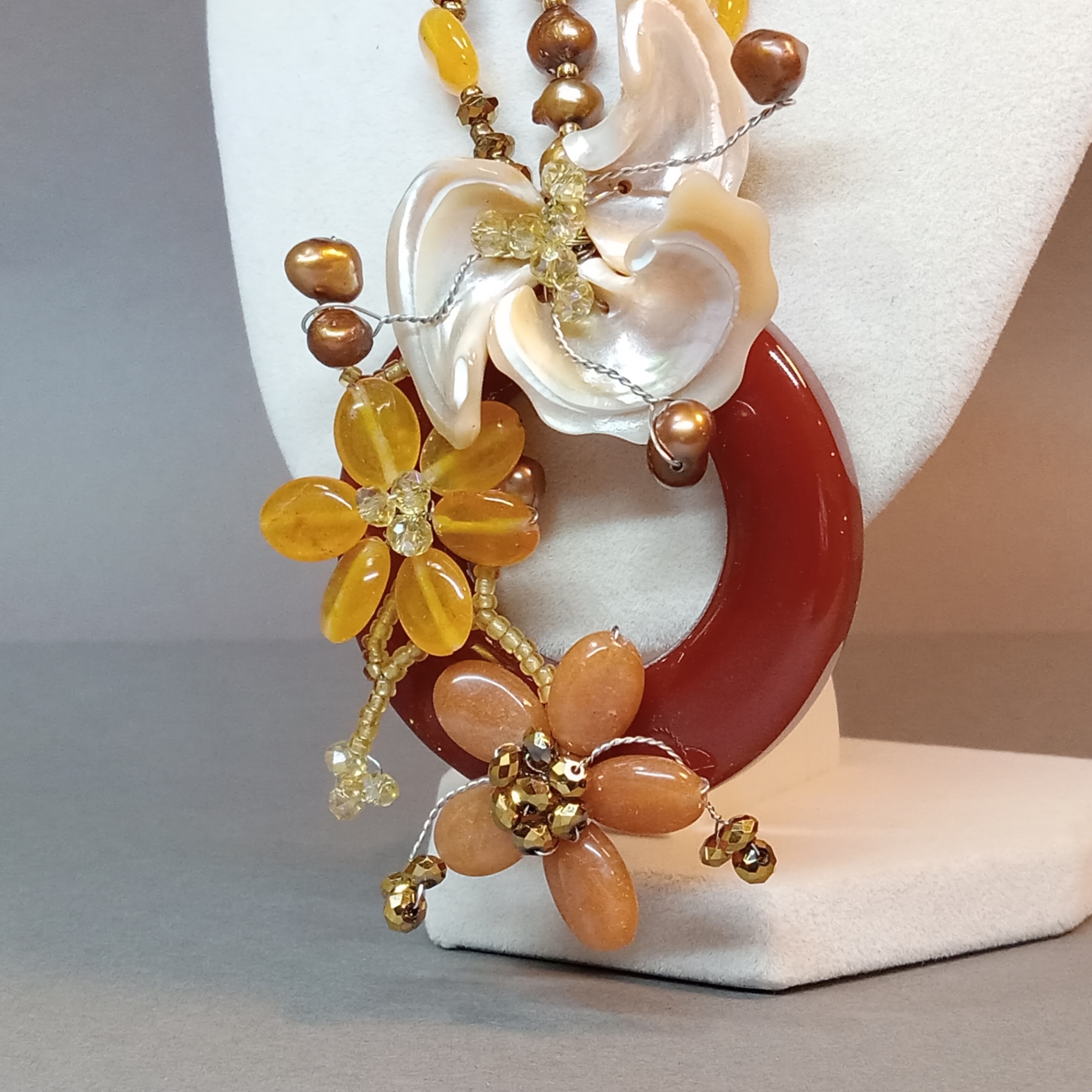 Hand Beaded Floral Jewelry - Browns - image 8 of 23