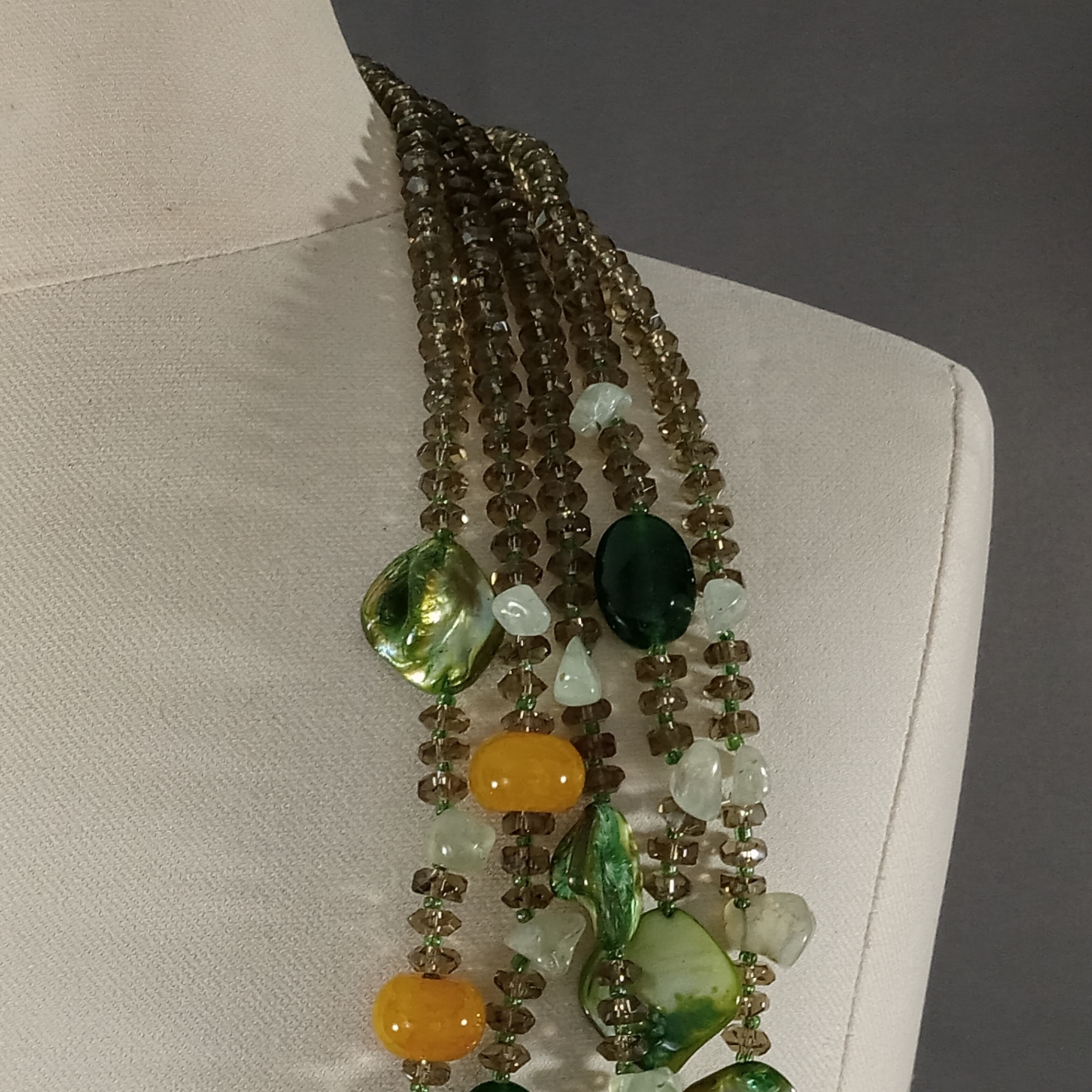 Hand Beaded Floral Jewelry - Greens - image 5 of 17