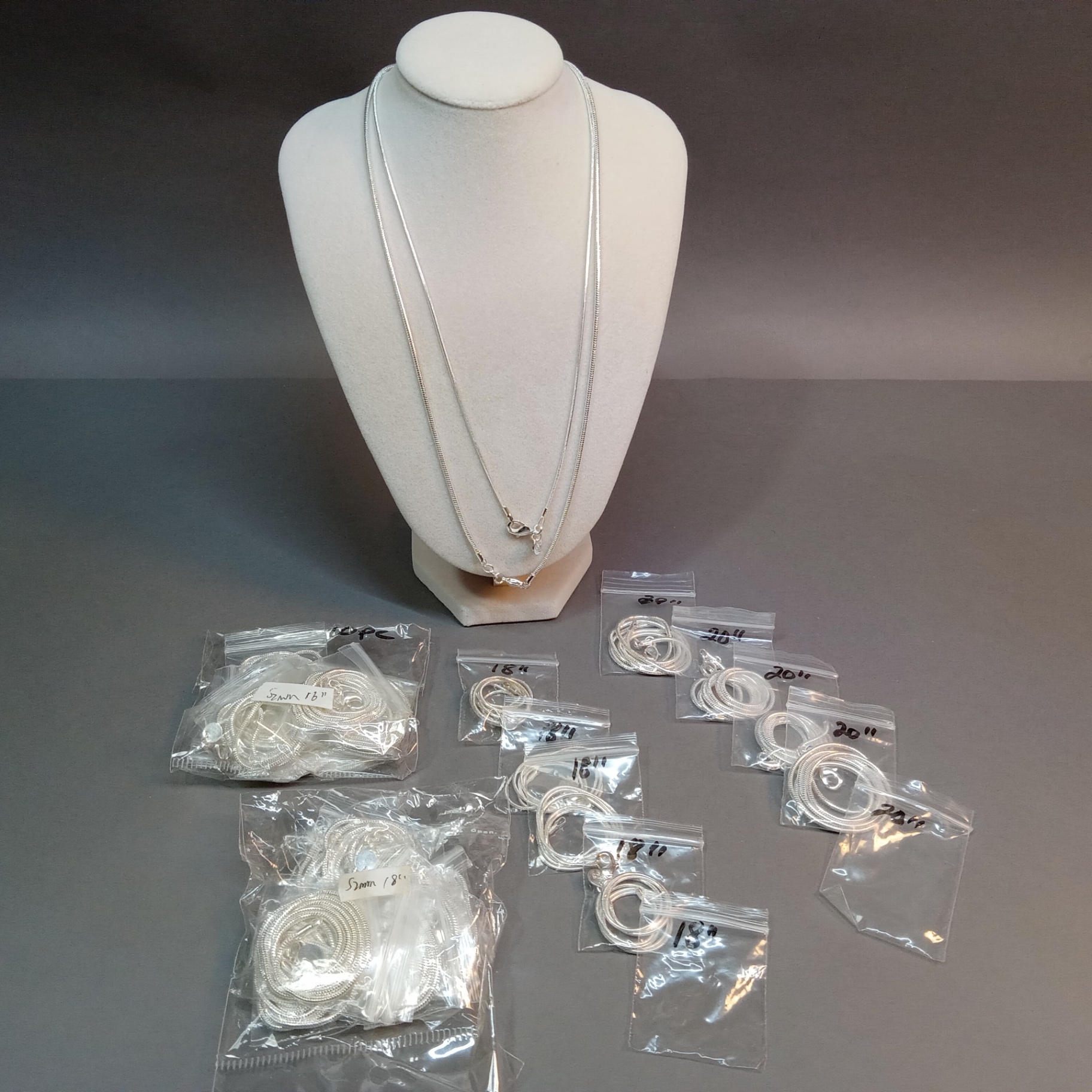 Bulk Sterling Snake Chains, 16in, 18in, 20in (STR 169.8) - image 1 of 13