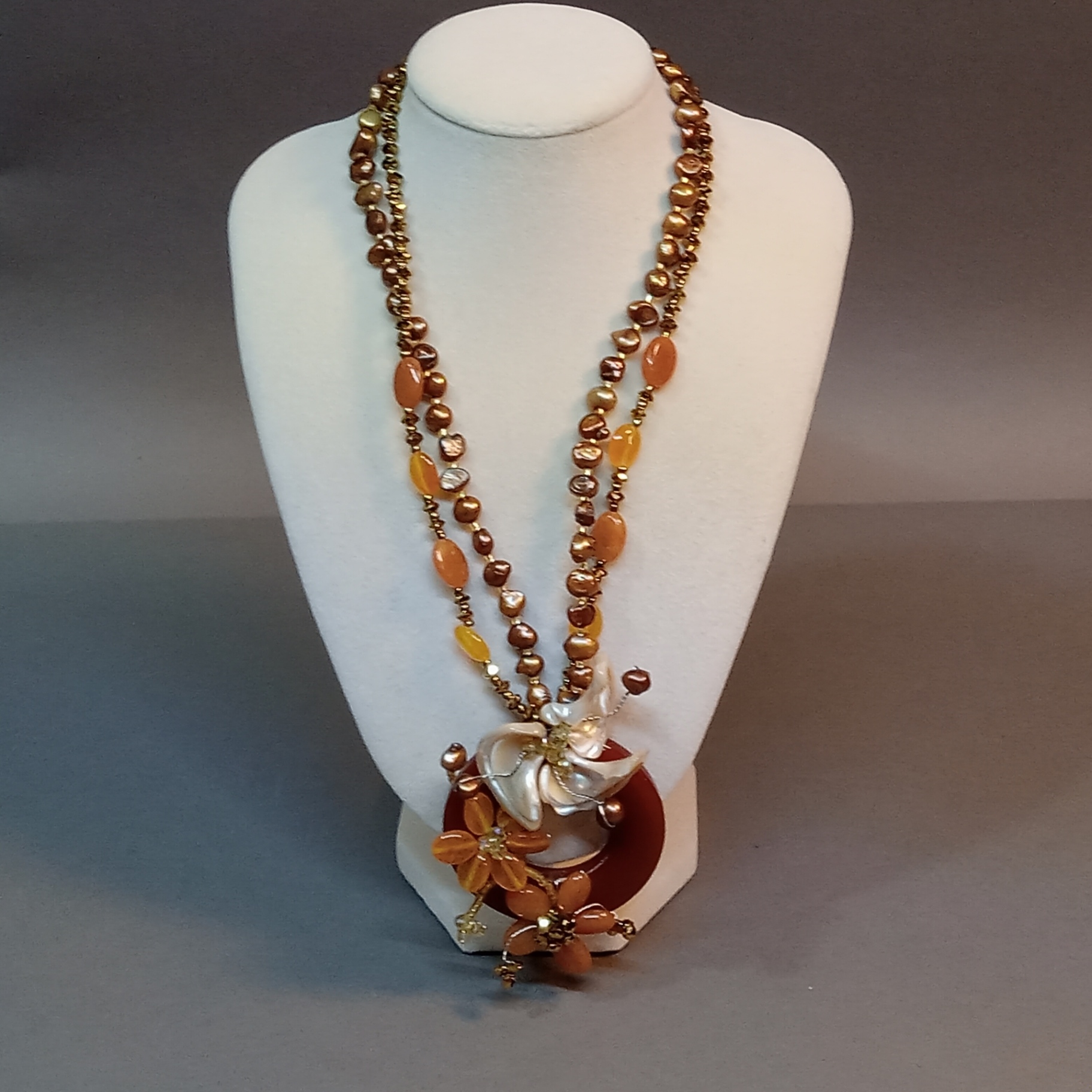 Hand Beaded Floral Jewelry - Browns - image 7 of 23