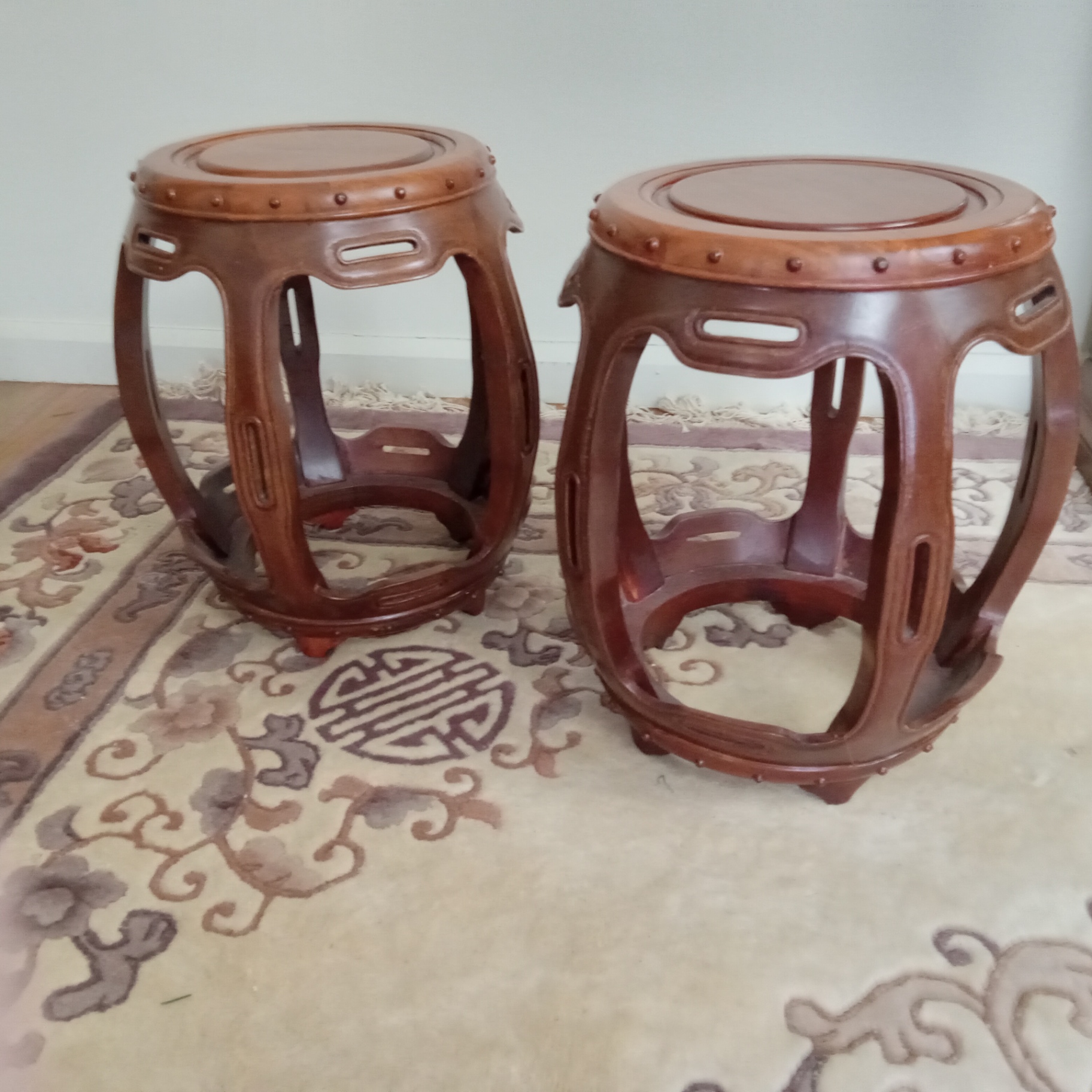 Pair Asian Stools - image 3 of 6
