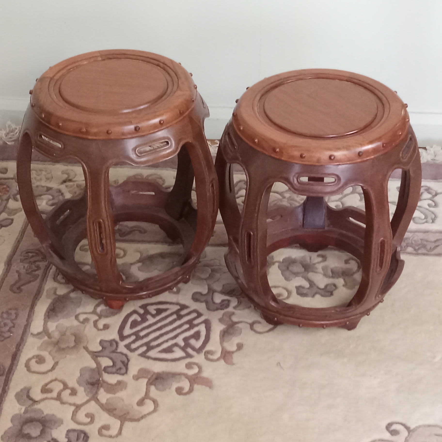 Pair Asian Stools - image 1 of 6