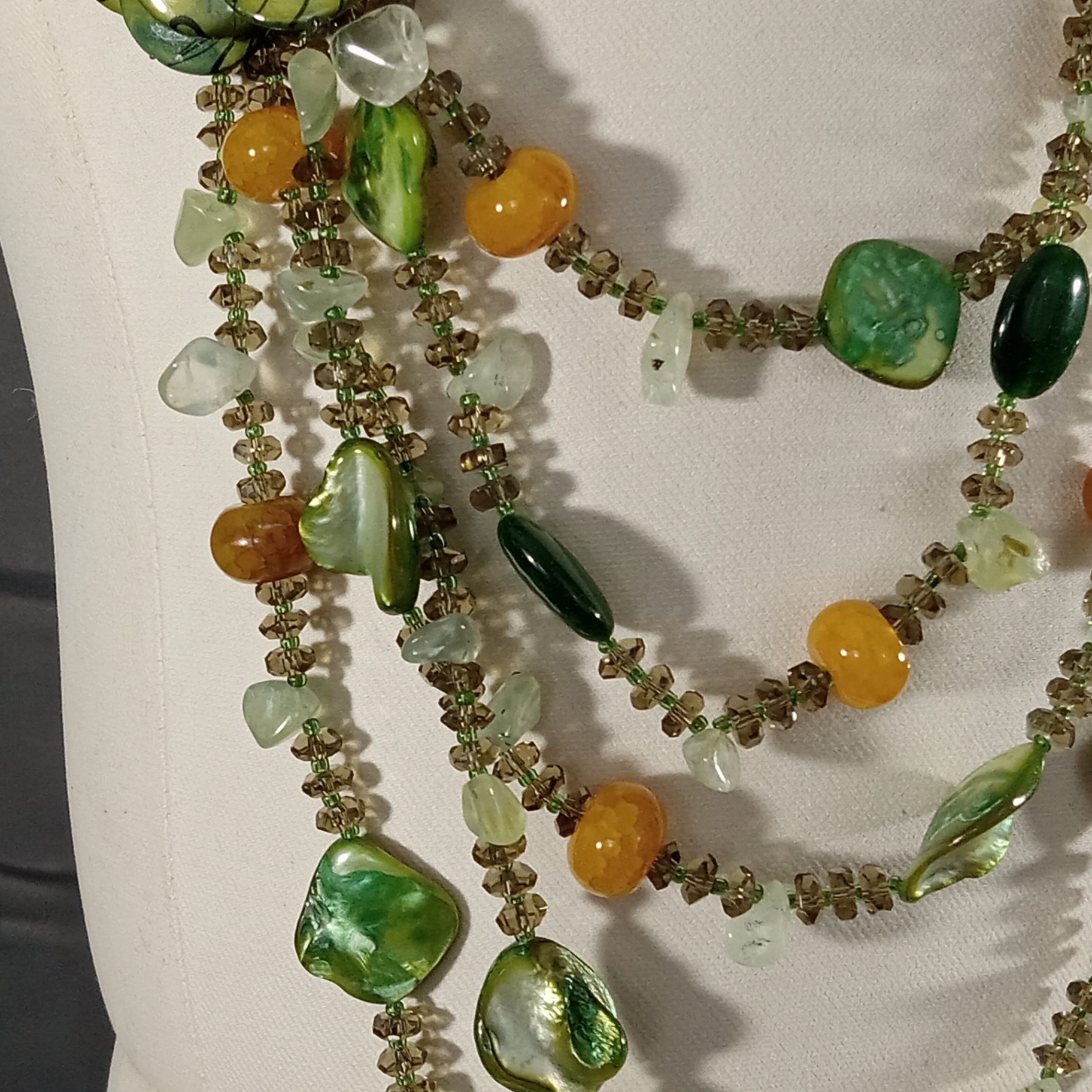 Hand Beaded Floral Jewelry - Greens - image 4 of 17