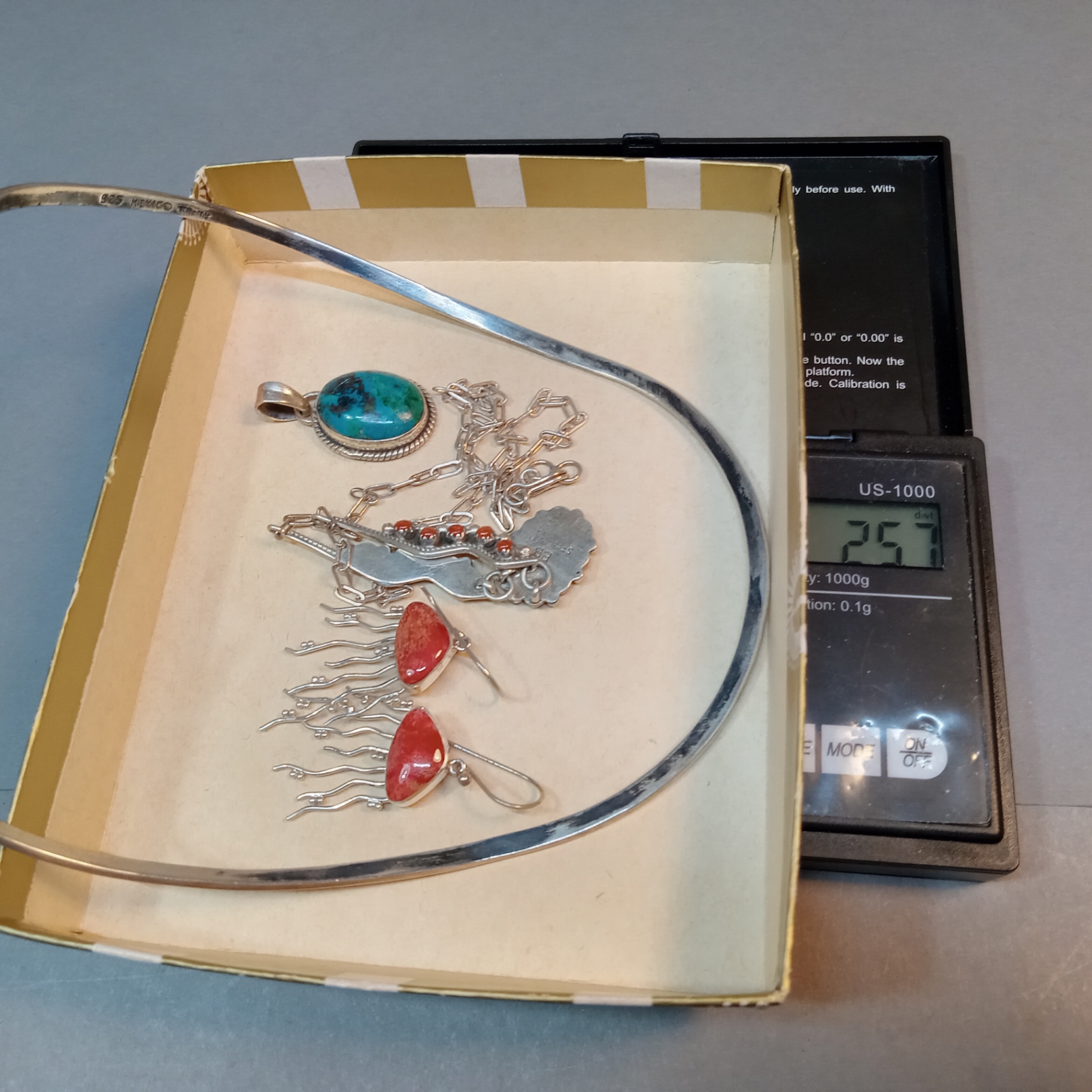 Sterling, Turquoise & Coral Jewelry (STR 12.9dwt) - image 18 of 18