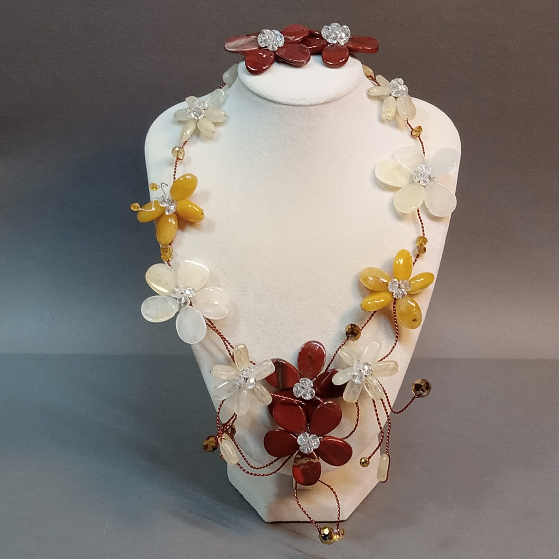 Hand Beaded Floral Jewelry - Browns - image 2 of 23