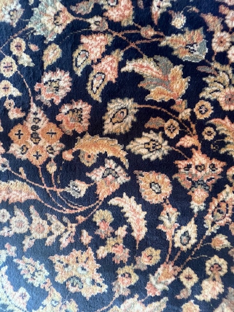 Navy & Floral Belgium Wool Rug - image 2 of 3