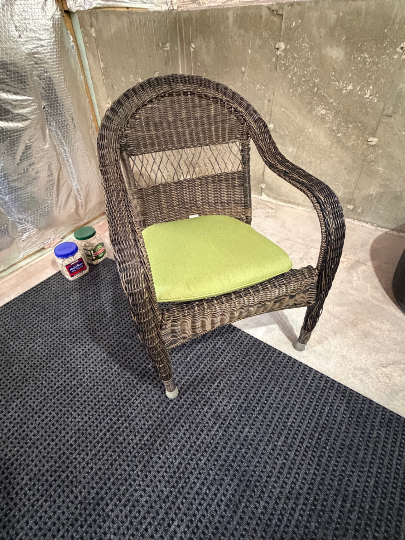 Castelle Aluminum Patio Table, Umbrella, & Wicker Arm Chairs - image 4 of 4