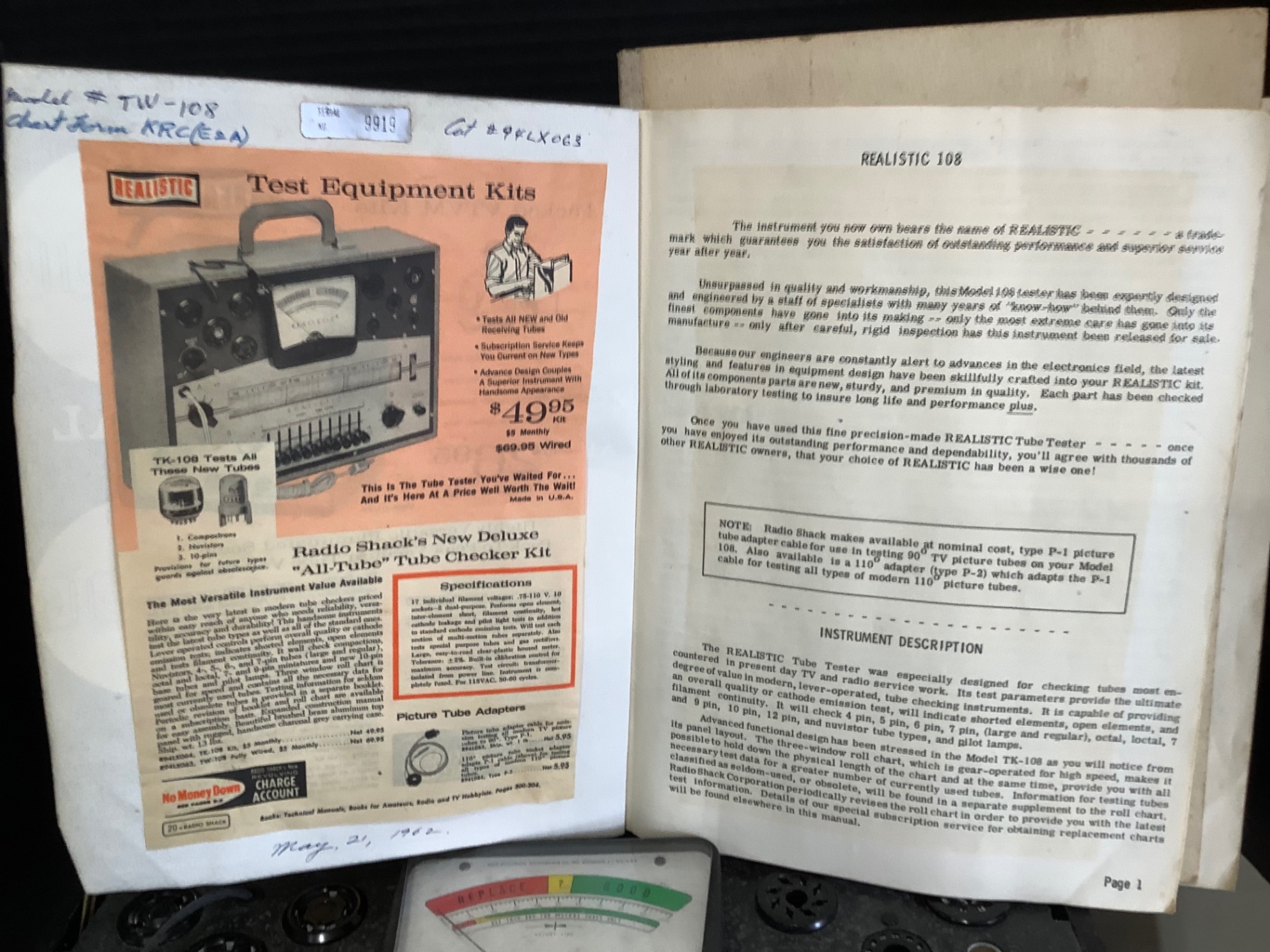 Realistic TW-108 All Type Tube Tester - image 3 of 4