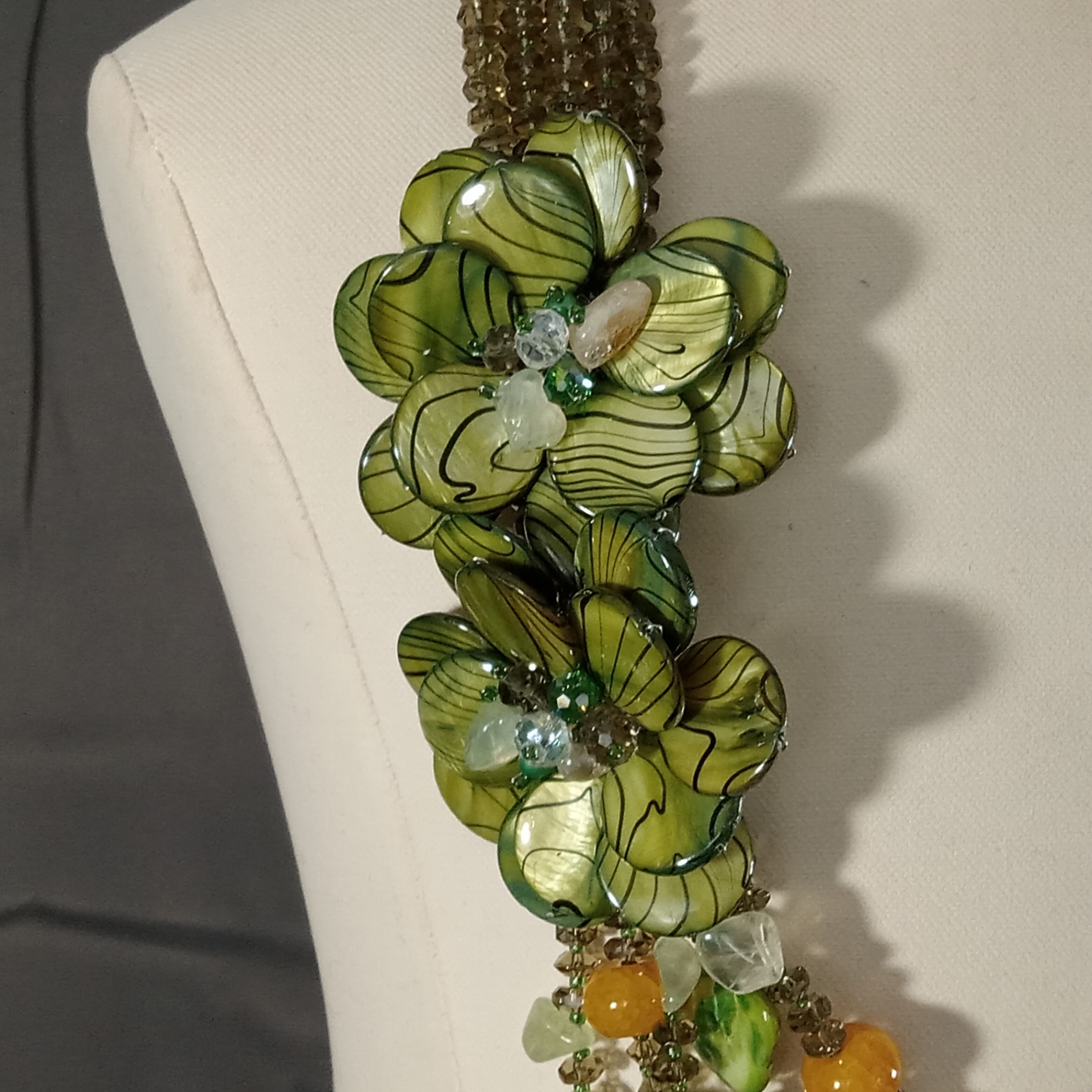 Hand Beaded Floral Jewelry - Greens - image 3 of 17