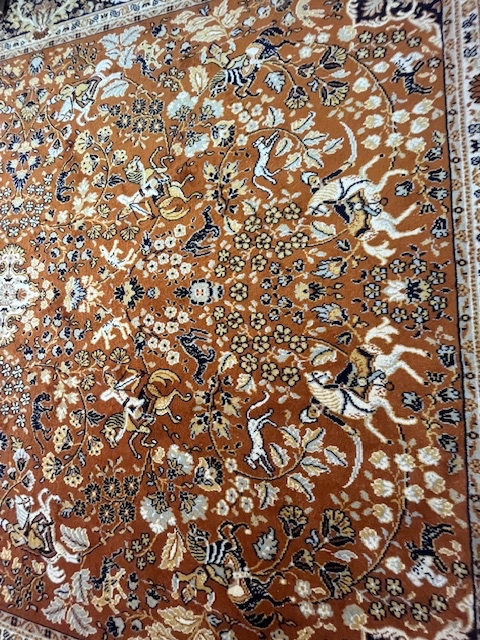 Orange & Black Belgium Wool Rug - image 3 of 3