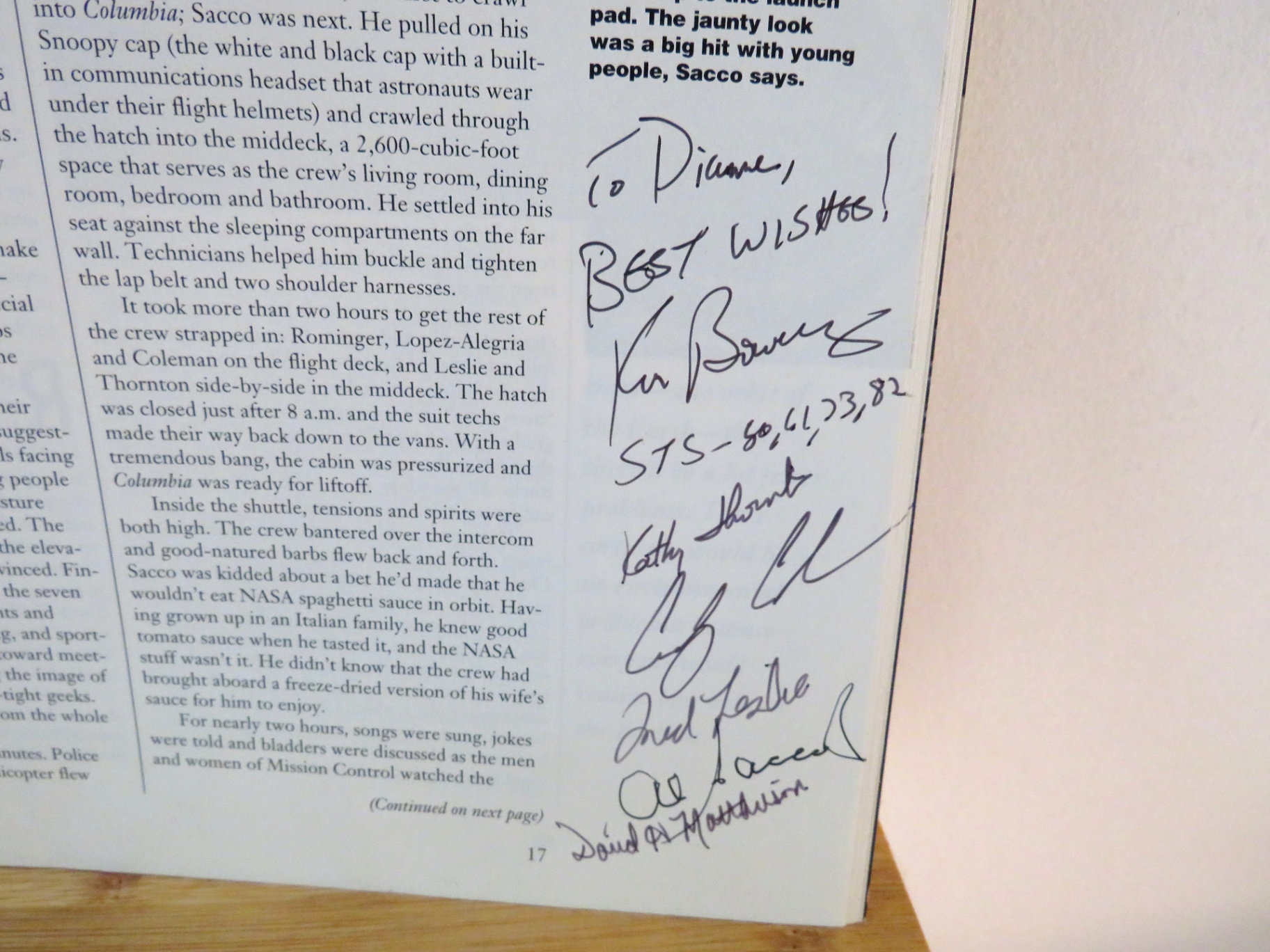 Autographed NASA STS 73 Space Shuttle Columbia 1995 - image 6 of 9