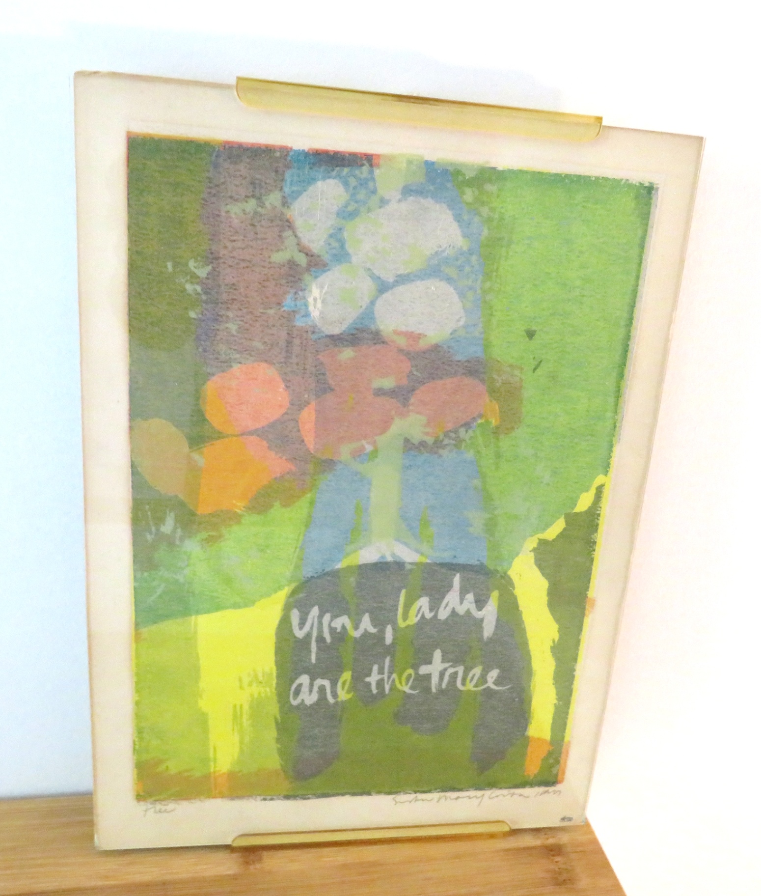 RARE Sister Mary Corita IHM Signed 1960 Screenprint Tree - image 2 of 6