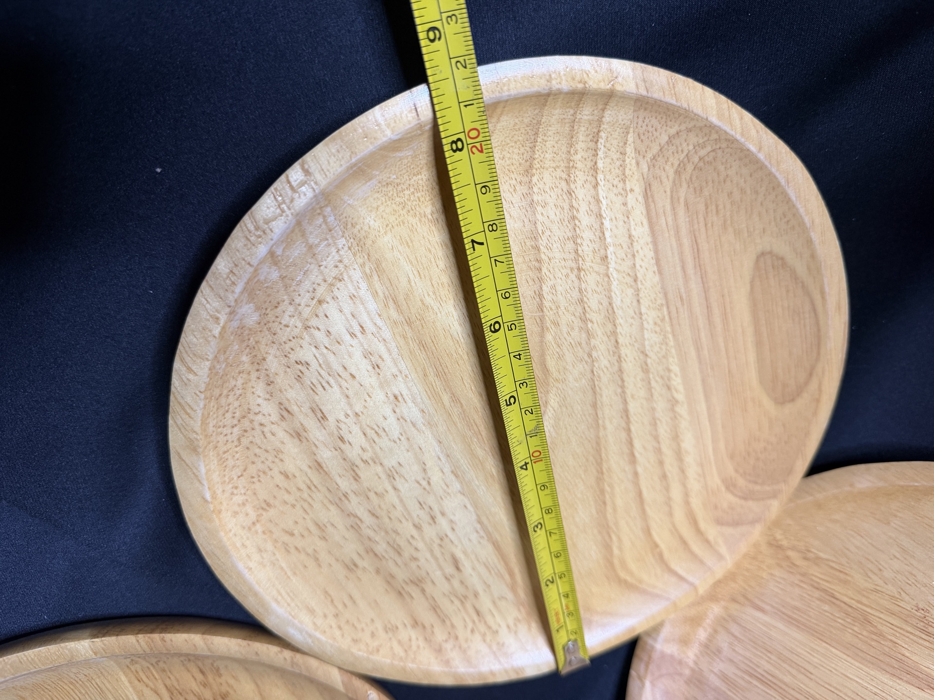 Set of 4 Japanese-style round wooden plates - image 3 of 3