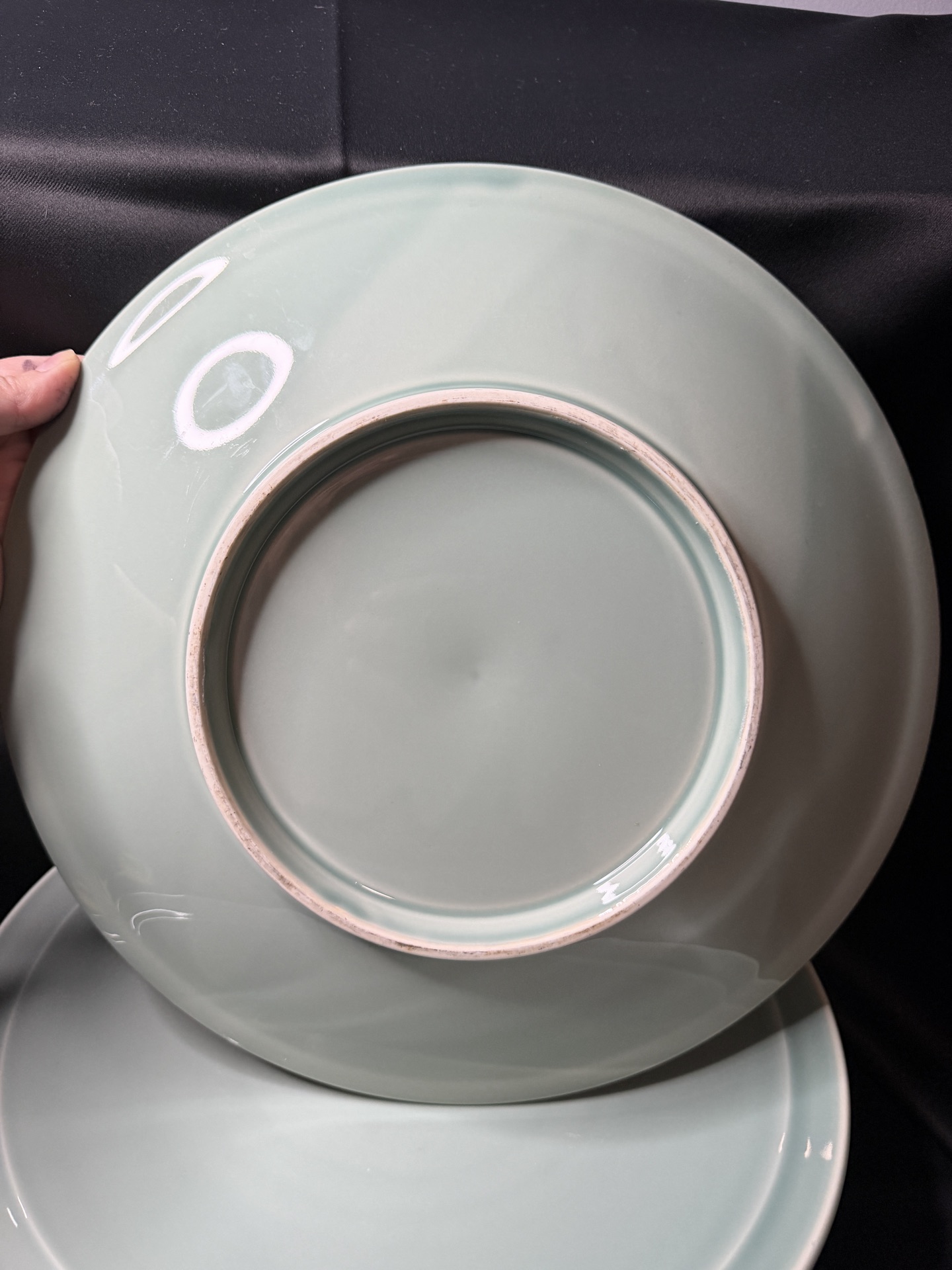 Set of 4 - Vintage celadon glazed plates - image 3 of 6