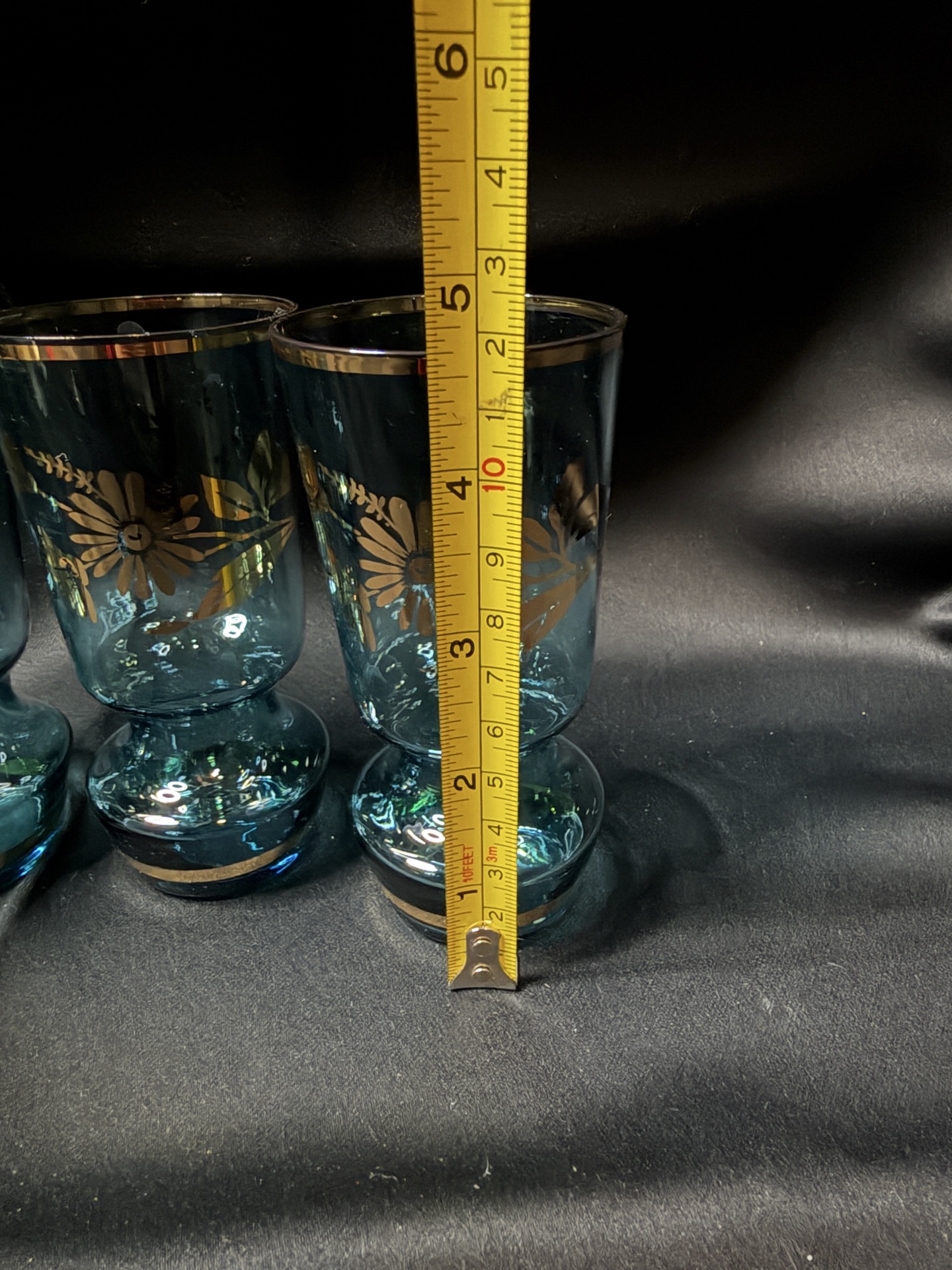Set of 5 vintage blue glass cordials - image 4 of 4