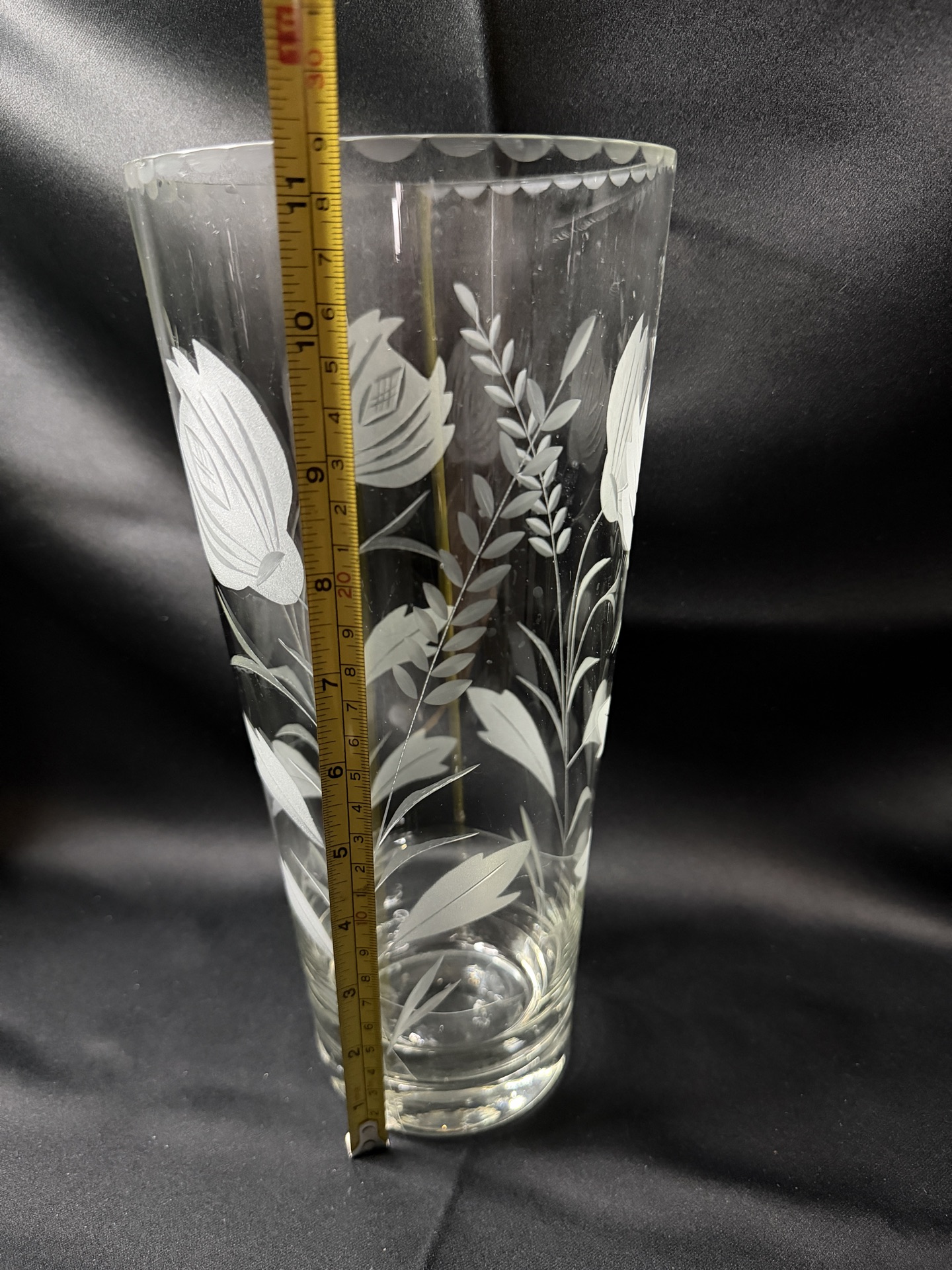 vintage etched glass vase - image 5 of 5